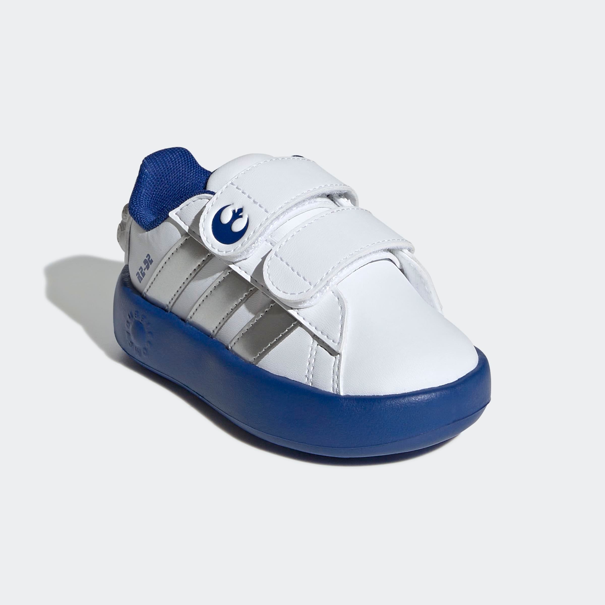 Kinder Klettschuh "ADIDAS STAR WARS KIDS GRAND COURT 2.0", ADIDAS SPORTSWEAR, Gr. 27, silber, Synthetik, Schuhe, Design auf den Spuren des adidas