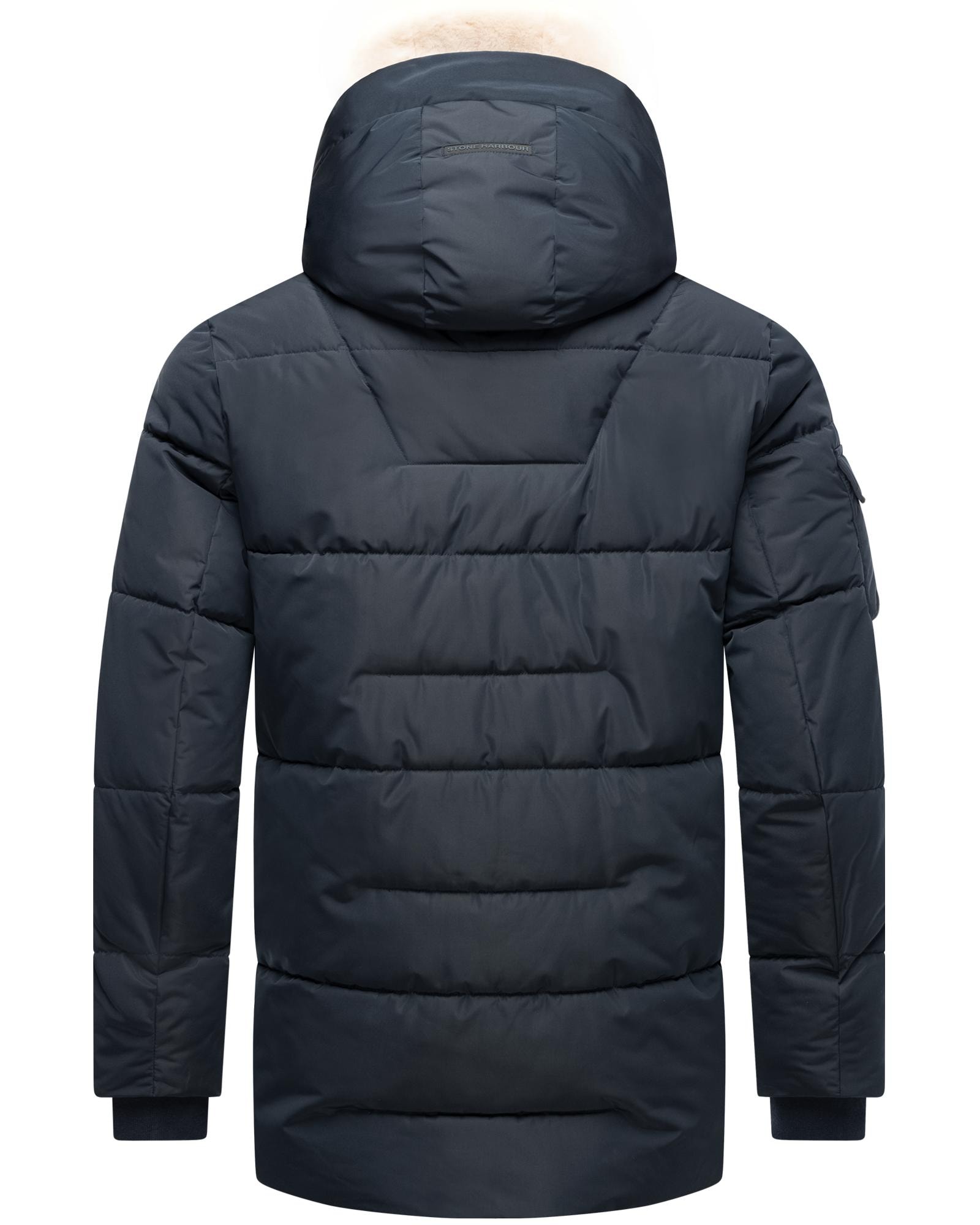 Stone Harbour Winterjacke »Lauroo XX«, mit Kapuze, urbane Herren Steppjacke mit kuscheligem Kunstpelz-Kragen