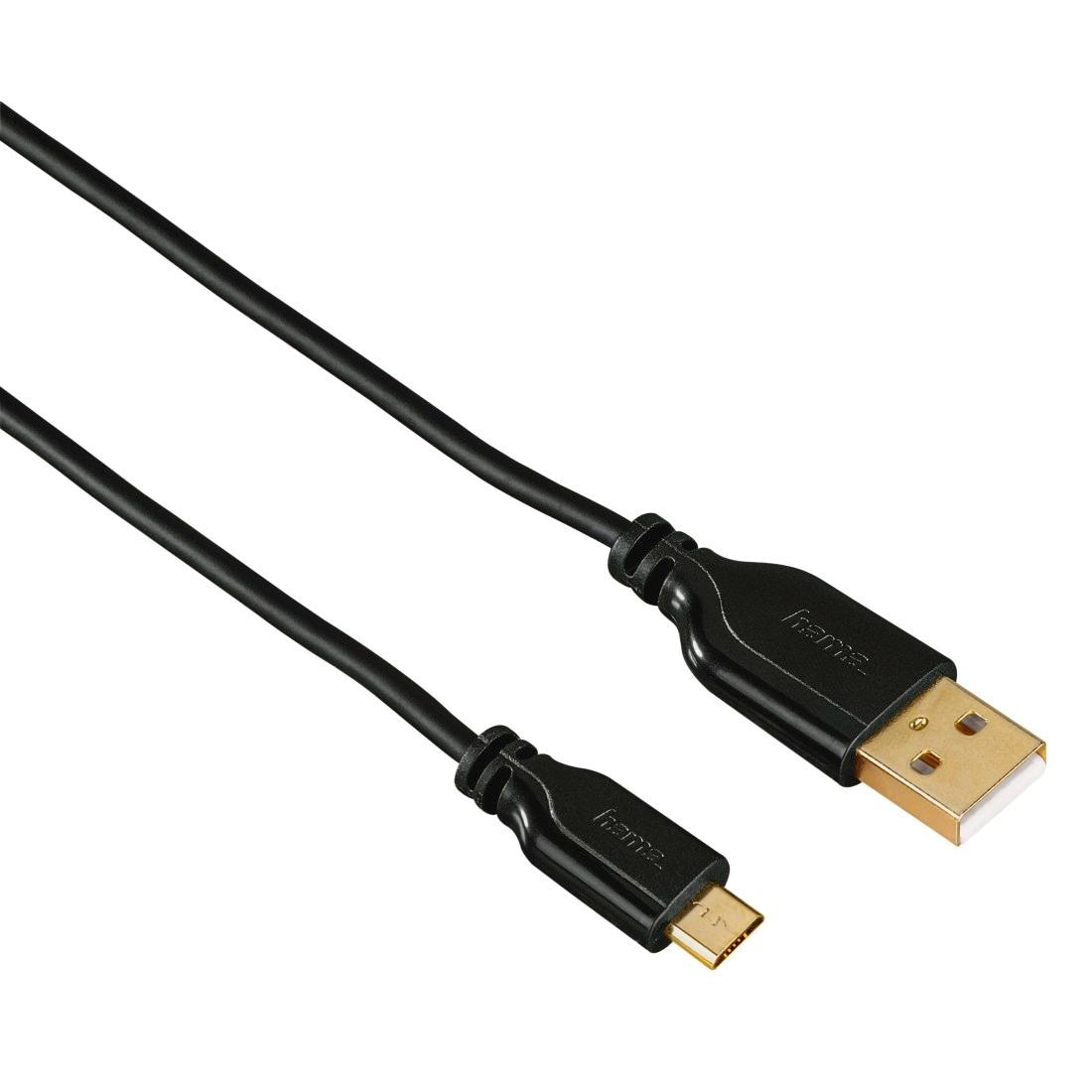 Hama USB-Kabel »Micro-USB-Kabel, vergoldet, verdrehsicher, Schwarz, 0,75 m USB-Kabel«, Micro-USB-USB Micro-B-USB Typ A, 750 cm