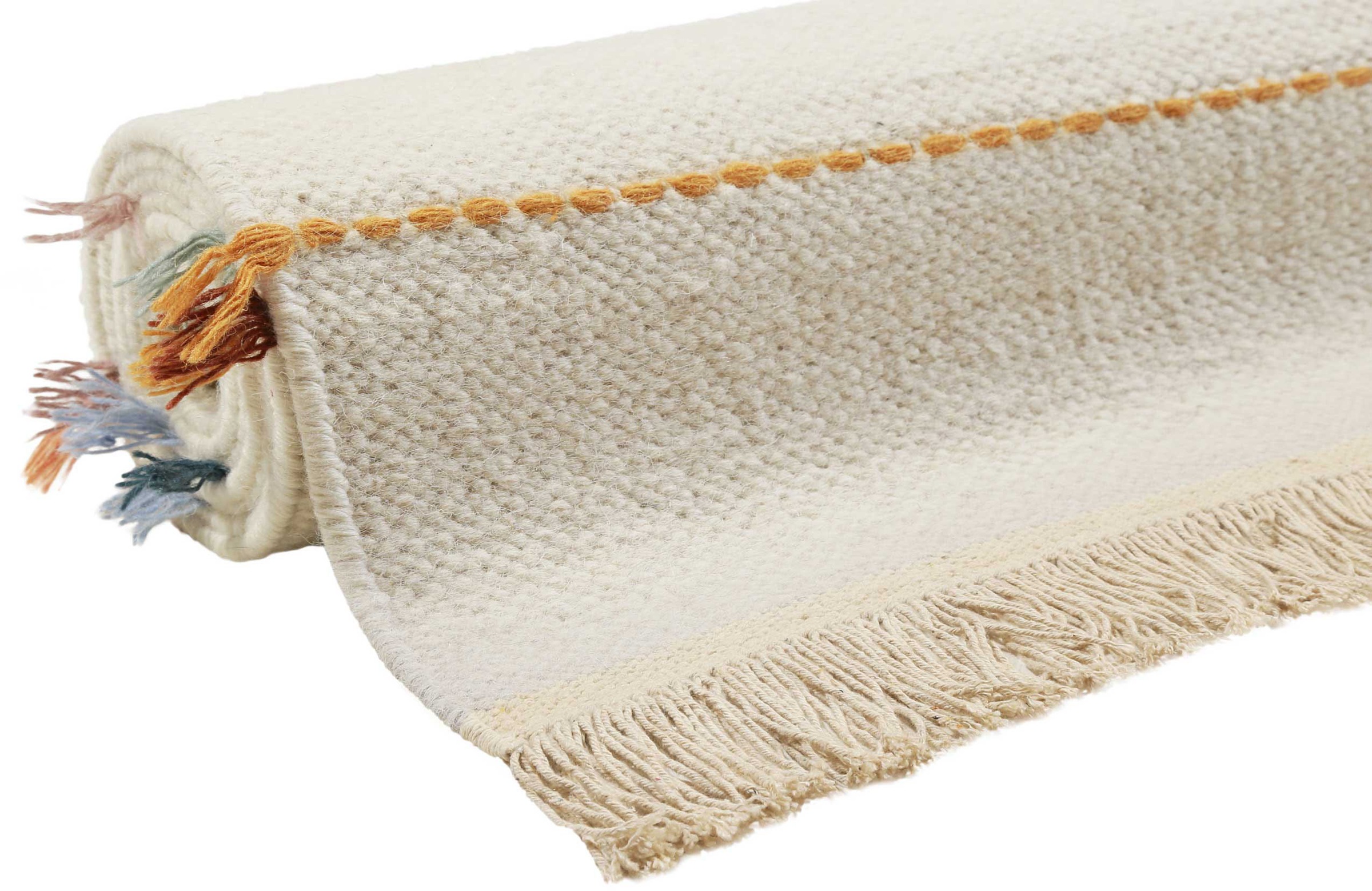 Wollteppich ESPRIT "Lina ESP-2205", beige, B:80cm H:5mm L:150cm, Baumwolle, Schurwolle, Teppiche, Fransenteppich, Naturfaserteppich mit Fransen, modernes Design, Wohnzimmer 3