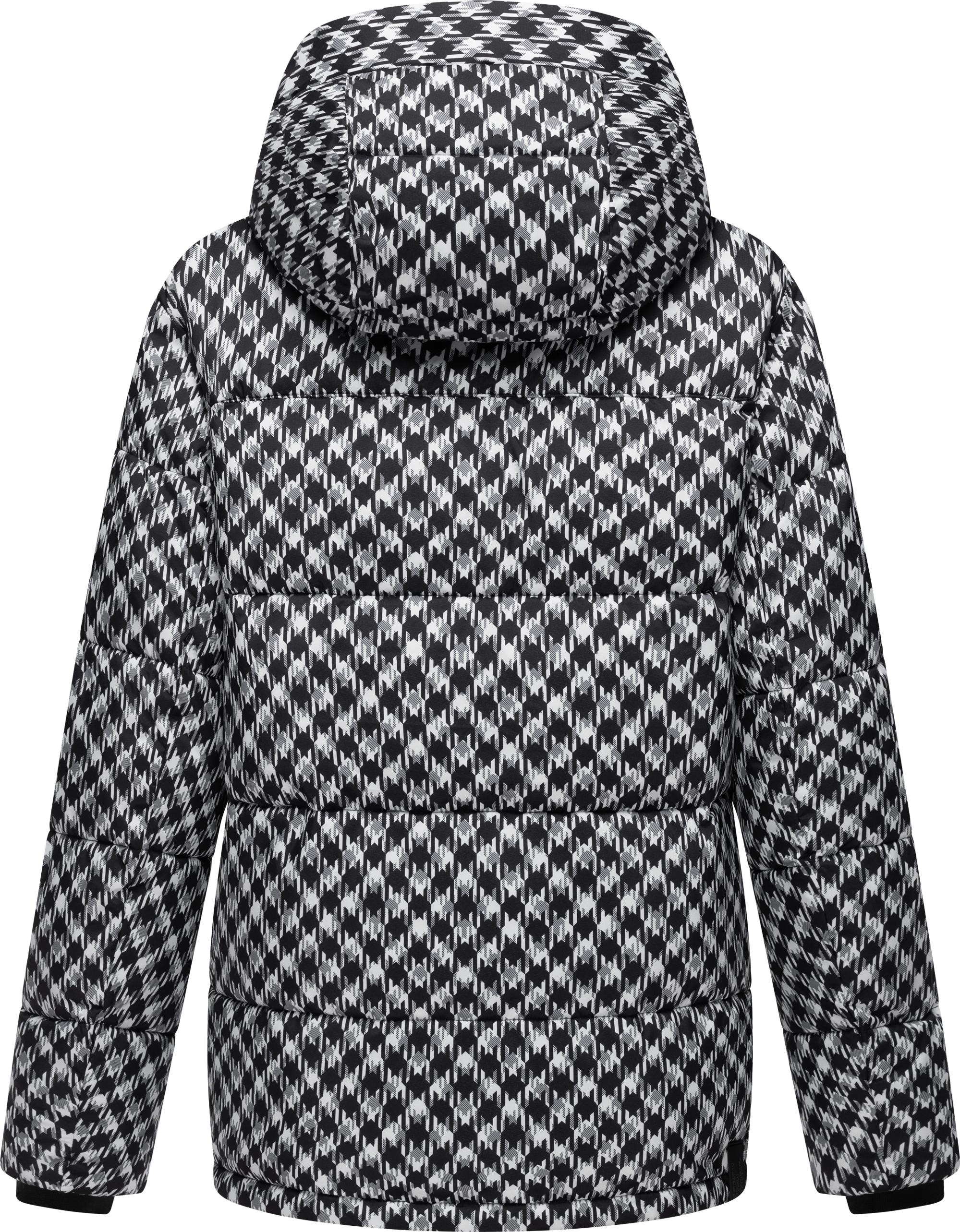 Ragwear Steppjacke »Wikesh Print«, mit Kapuze, Wasserdichte Damen Winterjacke mit Hahnentritt-Muster