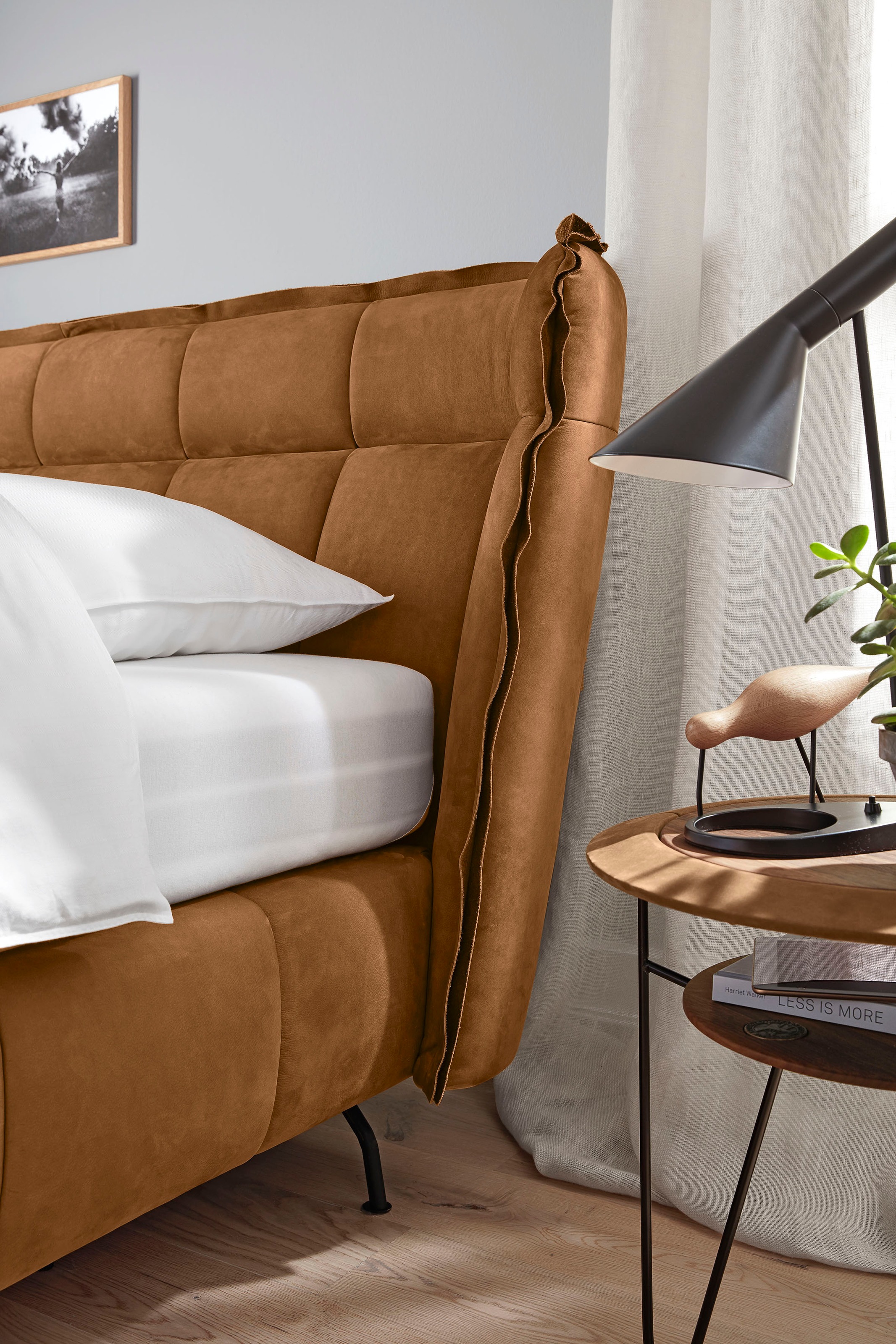 Birkenstock Boxspringbett »Basel Luxury«, luxuriöses Kopfteil mit offener Naht