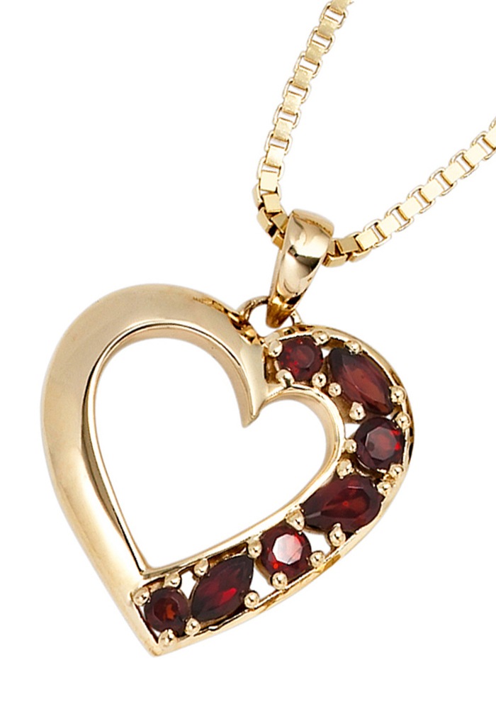 JOBO Herzanhänger »Anhänger Granatanhänger Herz 21 mm«  14 Karat 585 Gold mit Granat