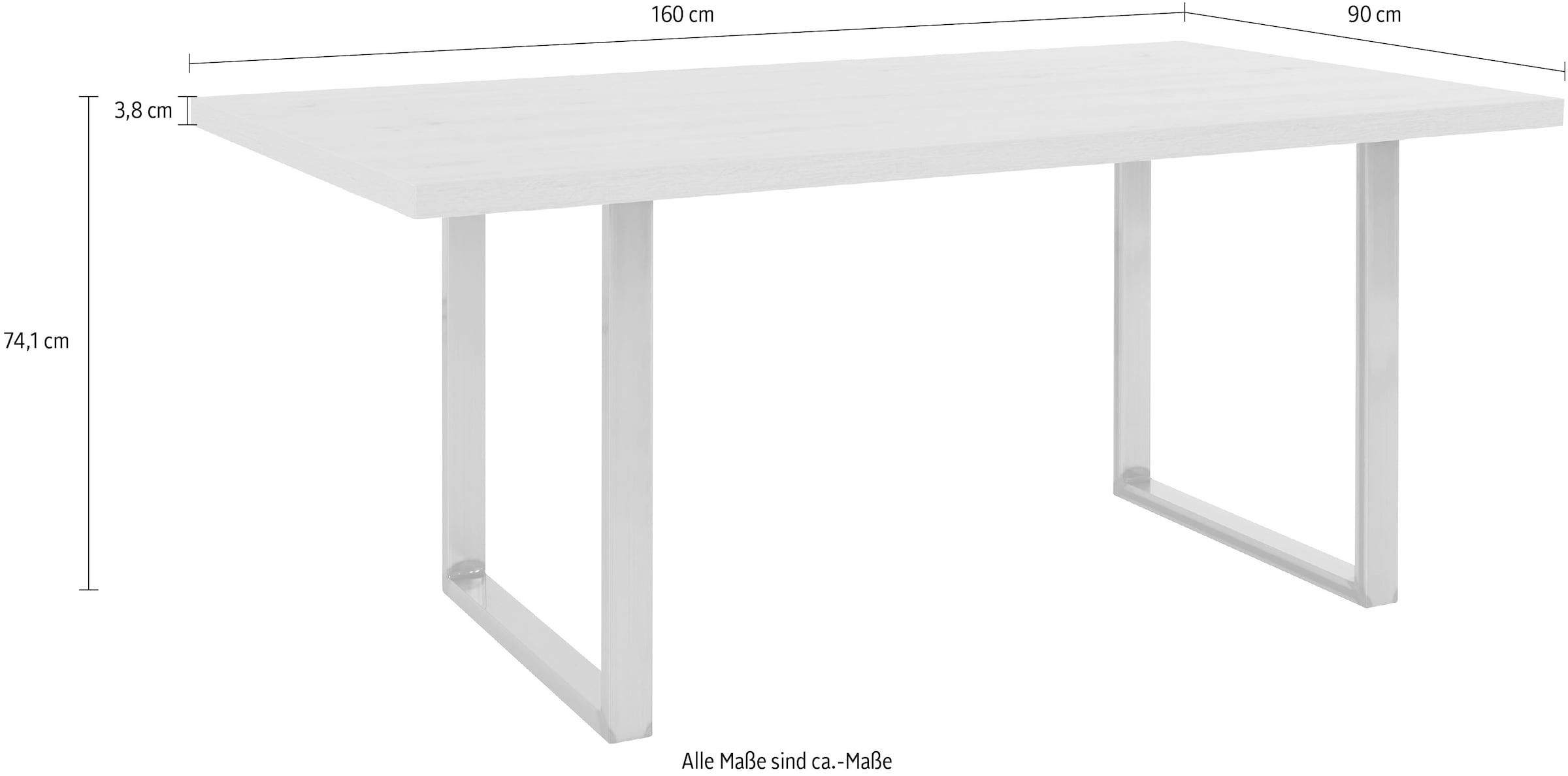 FORTE Esstisch, Breite 160 cm, Kufengestell im Industrial Look