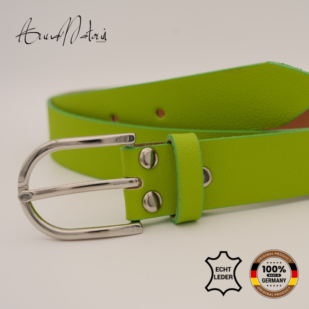 Ledergürtel ANNAMATONI "AnnaMatoni Ledergürtel Glora Ledergürtel Glora", Damen, Gr. TW90 - 105cm Gesamtlänge, grün (grün 500), 100% Leder, Gürtel Ledergürtel 3