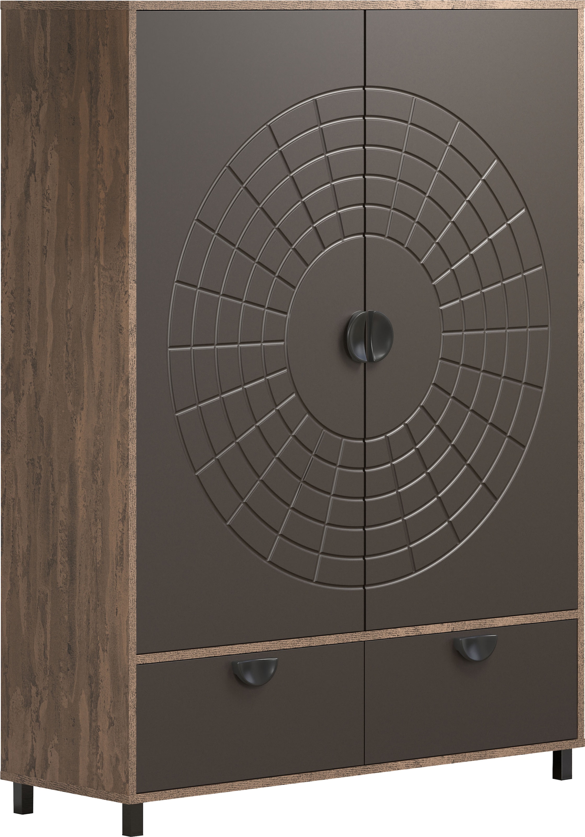 INOSIGN Highboard »Fusion«, (1 St.), Stauraumschrank mit besonderem Kreismuster - (B/T/H) 120/42/163 cm
