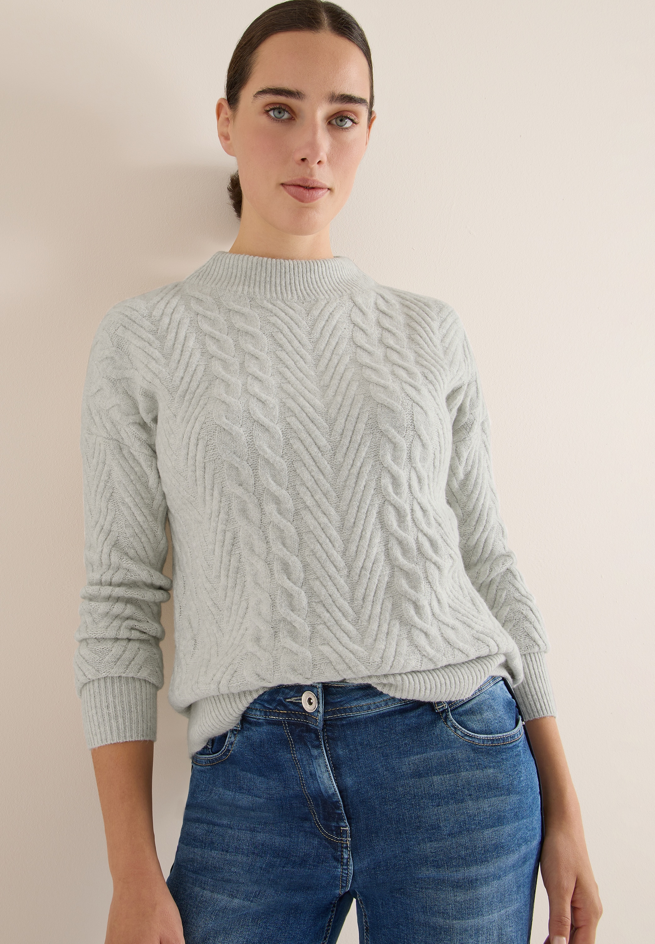 Cecil Strickpullover mit Turtle Neck, Zopfmuster günstig online kaufen