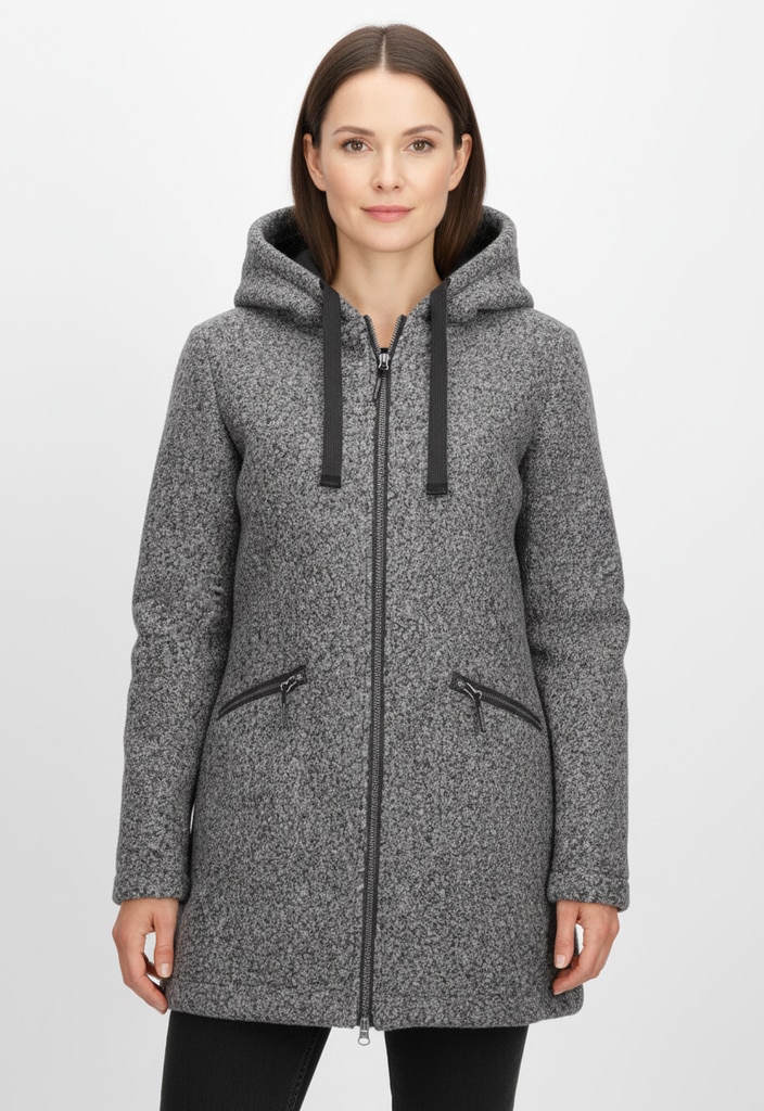 Damen Strickmantel "GW 87 WMN PRK_ROSHANA"grau, Gr. 44, G.I.G.A. DX BY KILLTEC, Obermaterial: 100% Polyester, Mäntel