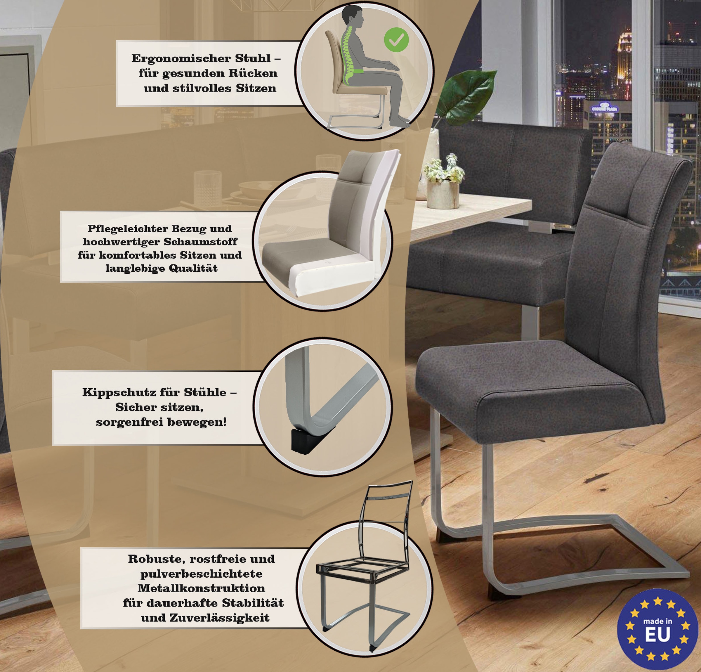 Home affaire Freischwinger »Rab«, (Set), 2 St., Microfaser, Bezug in verschiedenen Qualitäten, maximale Belastbarkeit 120 kg