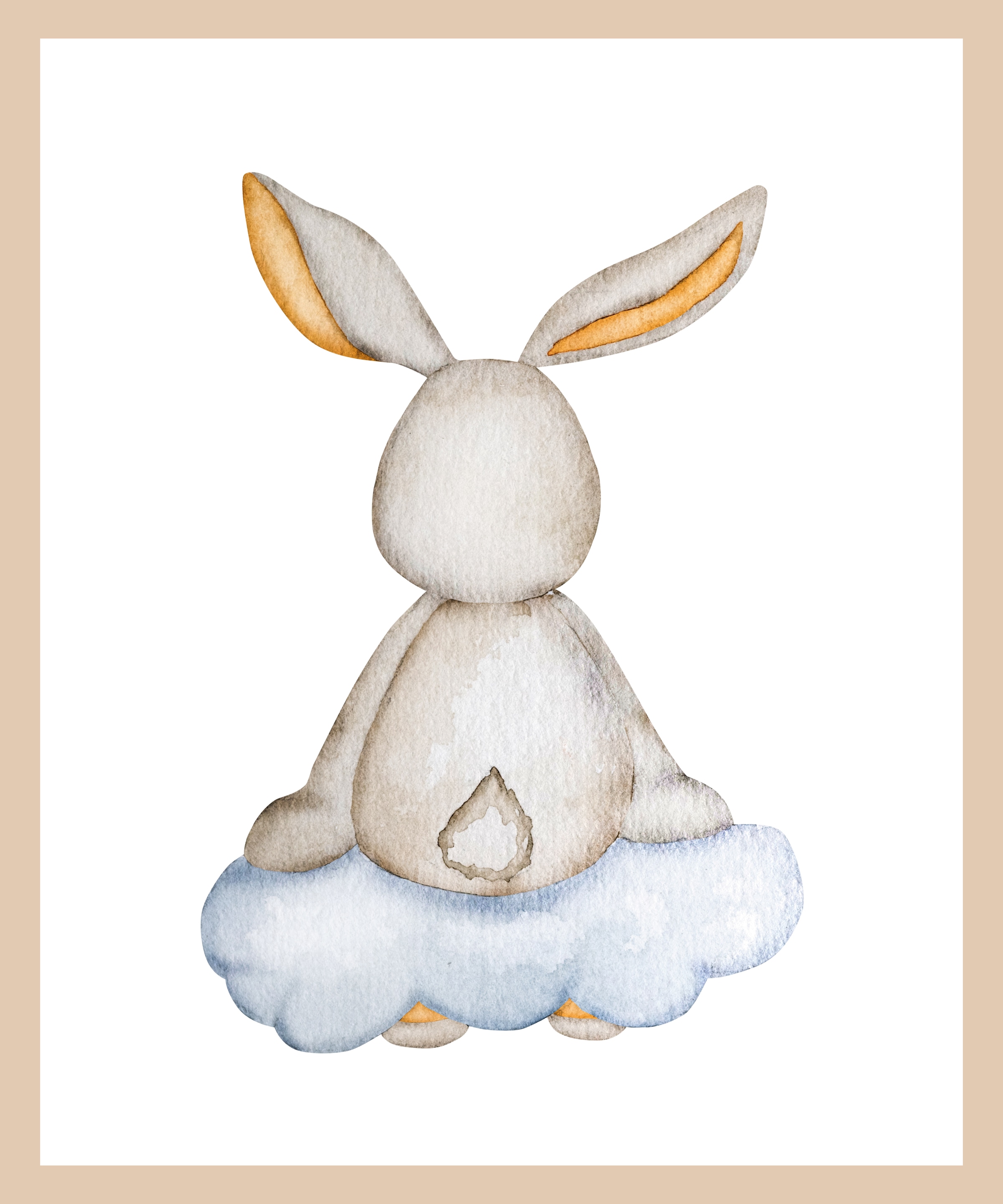 Lüttenhütt Bild mit Rahmen "oder Poster, Hase auf Wolke", Fantasy-Hase-Hase günstig online kaufen