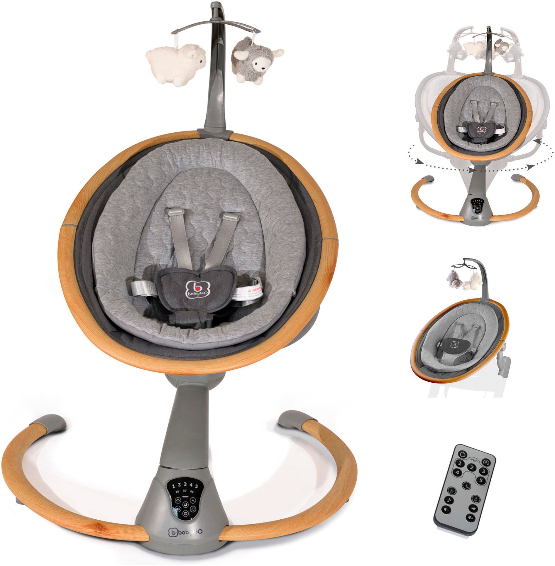 BABYGO Baby Babywippe "Homey", beige, Aluminium, Polyester, Babywippen, mit Schaukelbewegungen und Sound