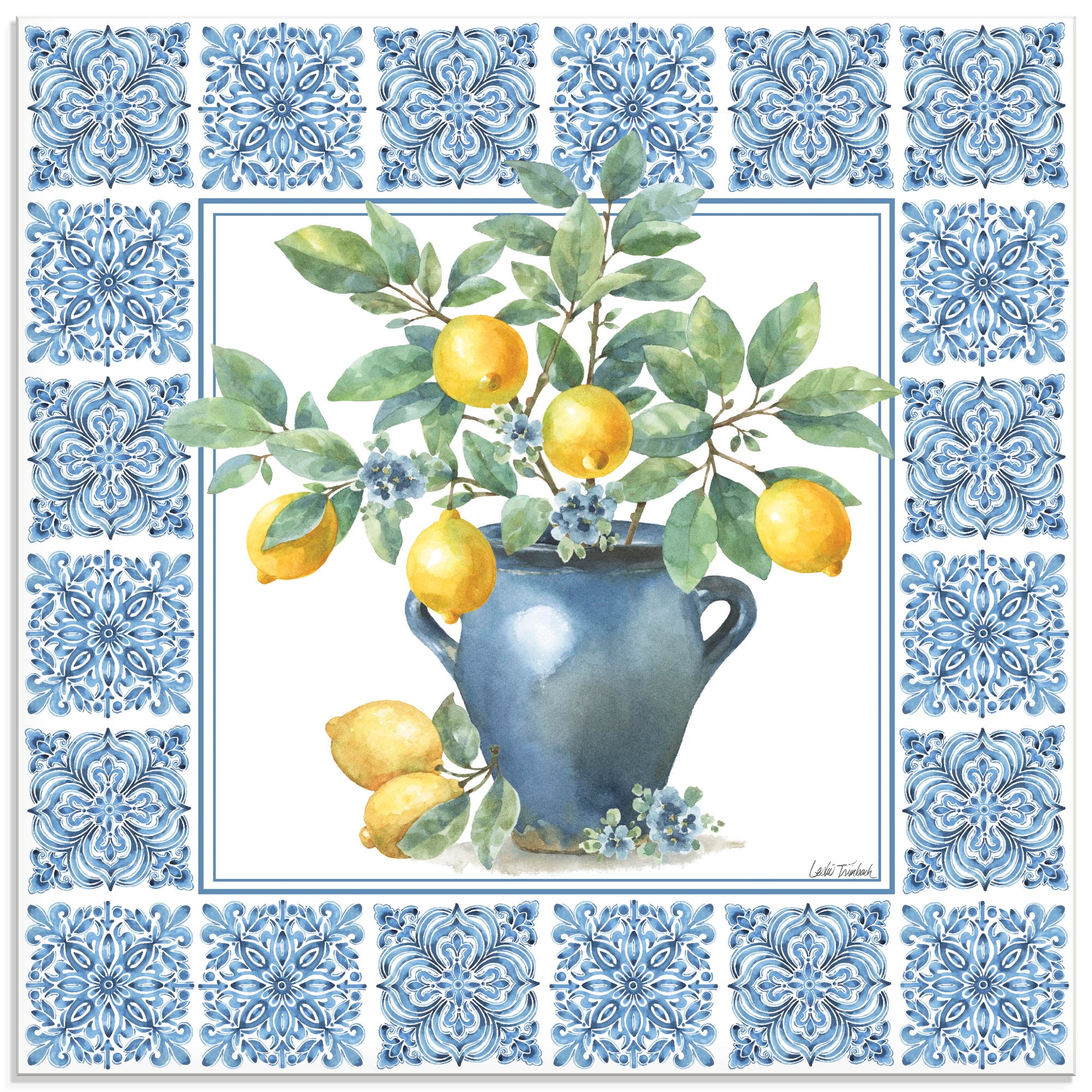 Glasbild ARTLAND "Le Citron VI", farbe bild(er): blau, B:50cm H:50cm, Bilder, in verschiedenen Größen