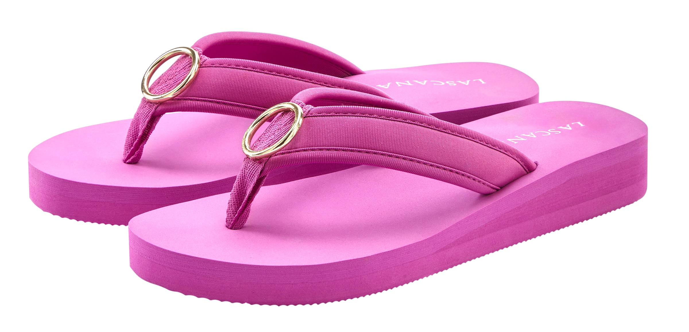 LASCANA Badezehentrenner, Sandale, Pantolette, Badeschuh mit Ringapplikation "Italy" VEGAN