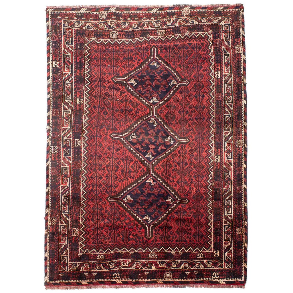 Wohnen Teppiche morgenland Wollteppich »Shiraz Medaillon Rosso chiaro 290 x 210 cm«, rechteckig, 1 mm Höhe, Unikat mit Zertifika