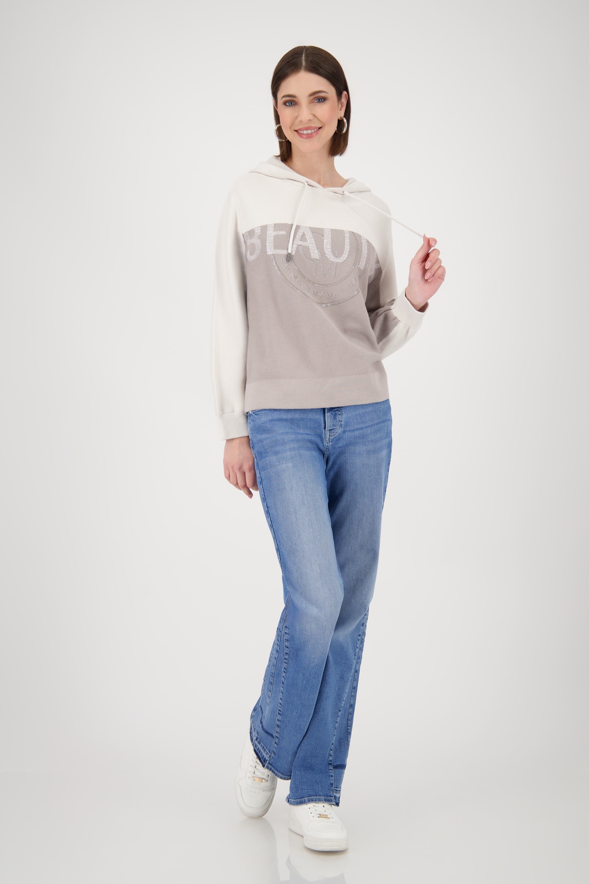 Monari Kapuzenpullover »Pullover Beauty Colorblock«, Mit Rundhalsausschnitt