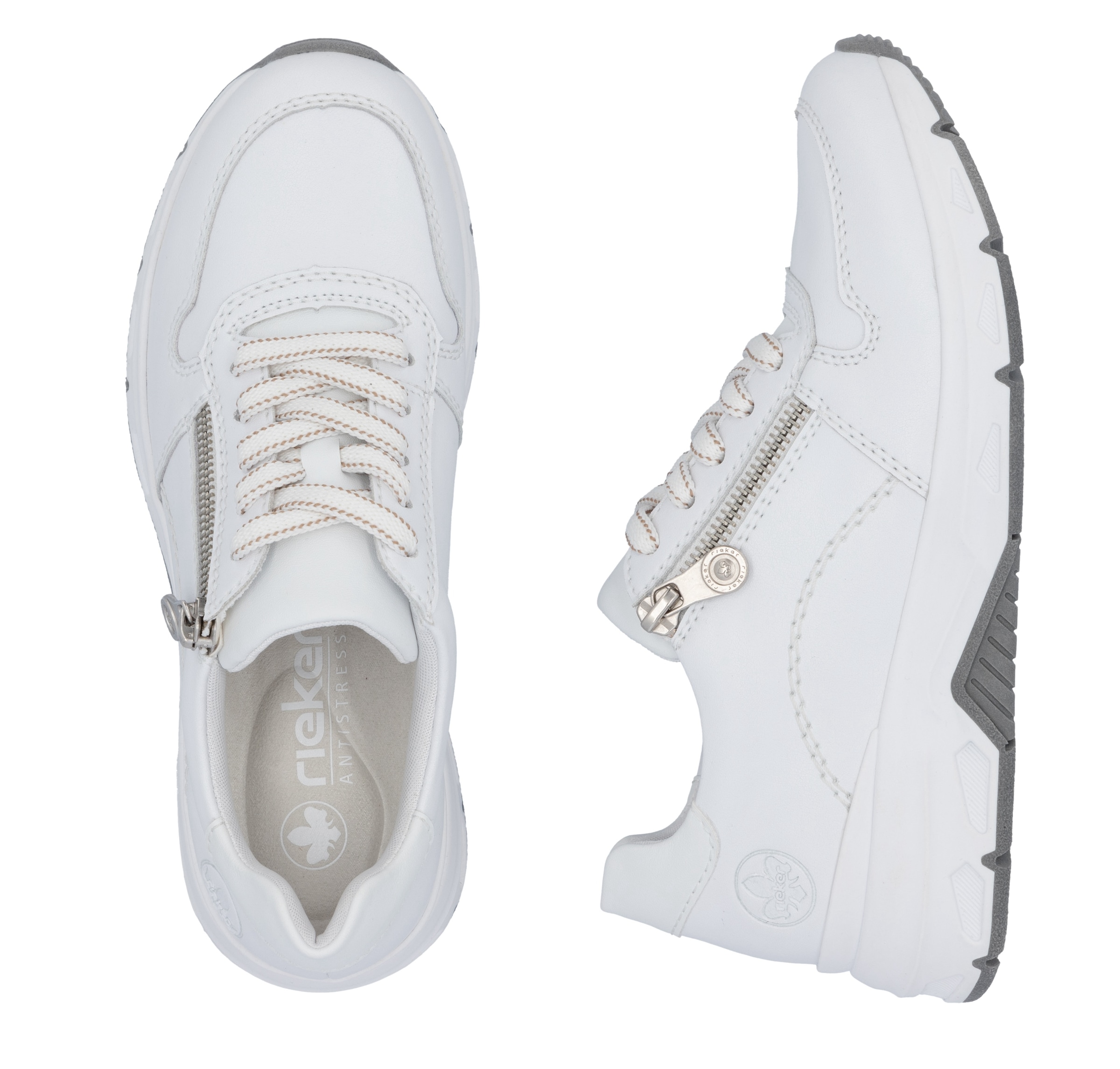 Rieker Sneaker, mit seitlichem Reißverschluss, Freizeitschuh, Halbschuh, Schnürschuh