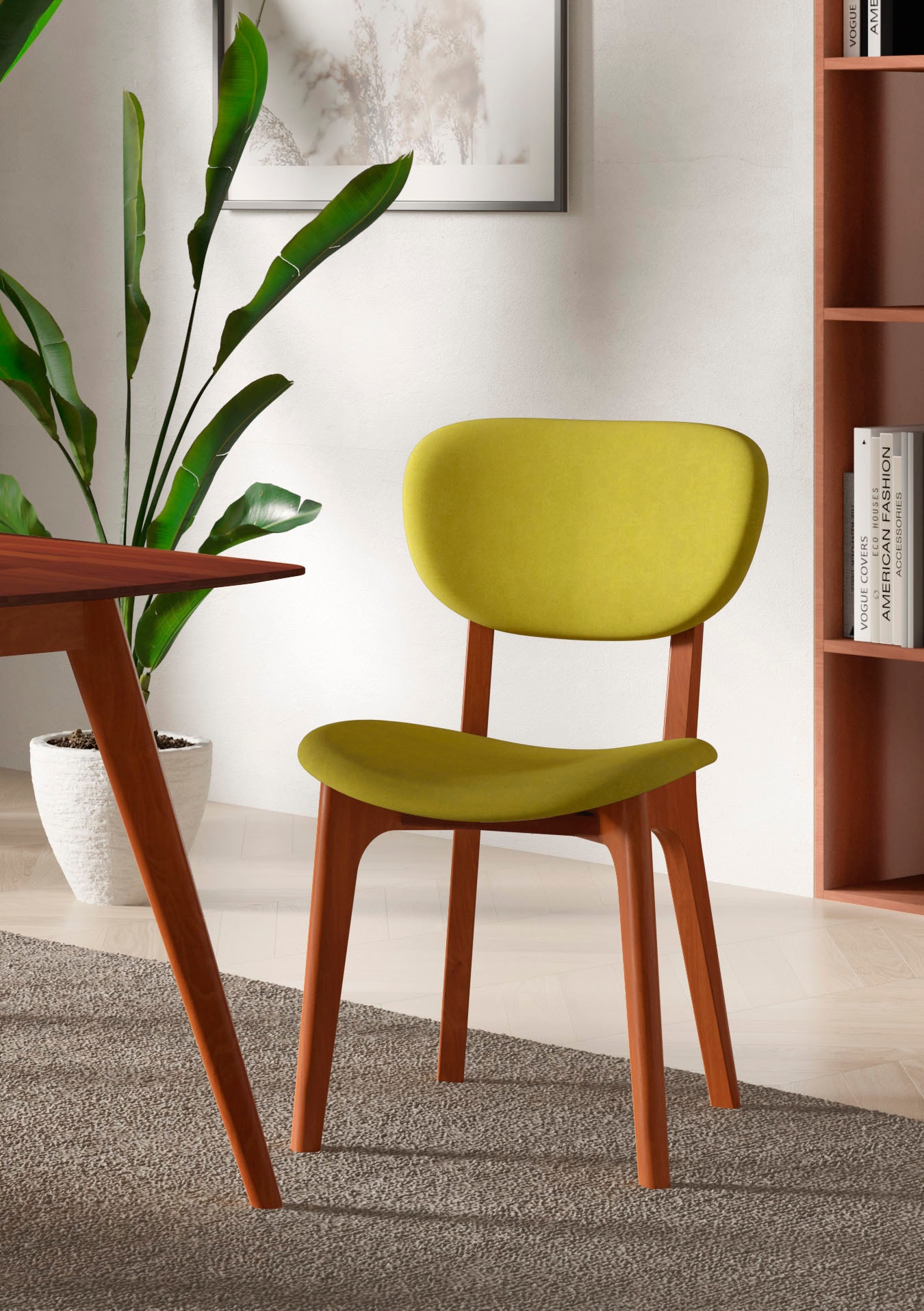 Home affaire "COZY Made in Italy" (Set) 2 Stk.Gestell in Buche, Kirsch- oder Nussbaum, Massivholz, Design Stuhl