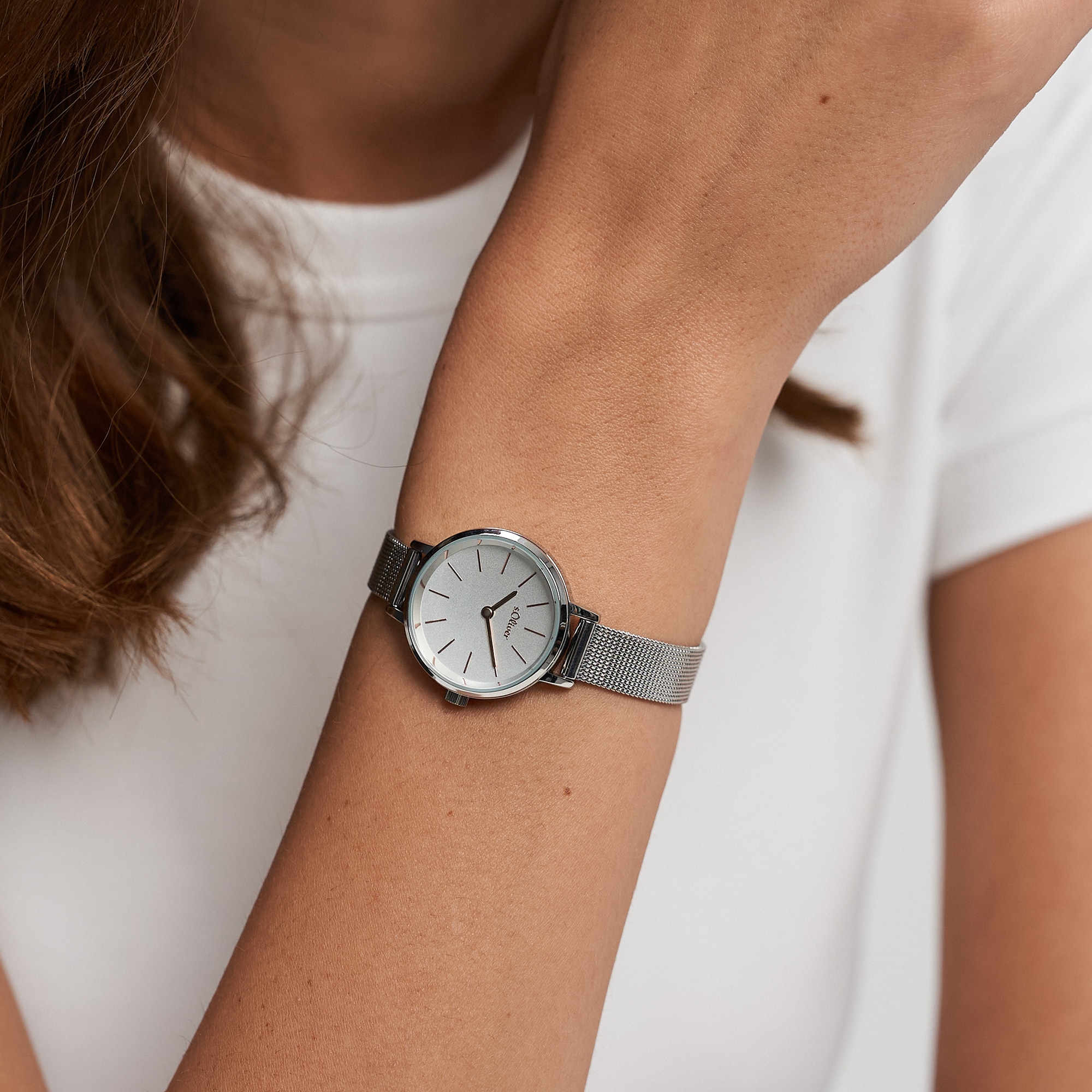 s.Oliver Quarzuhr »Petite Time« Armbanduhr, Damenuhr, Edelstahlarmband, analog