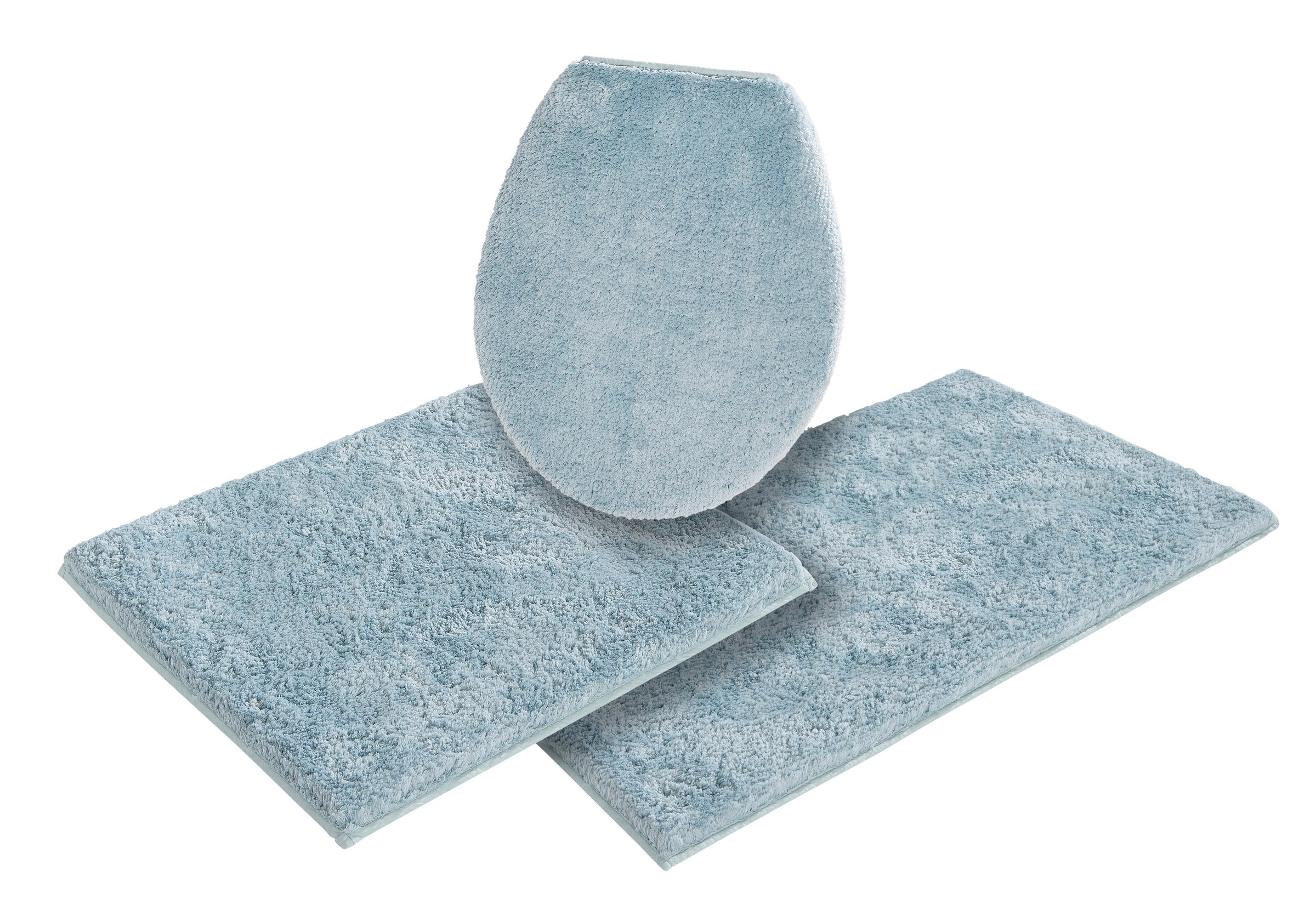 my home Badematte »Jos, Badvorleger, Badezimmer Teppich«, rutschhemmend beschichtet, fußbodenheizungsgeeignet-schnell trocknend, Badematten in Pastell-Farben, Badteppich als 3 teiliges Set erhältlich