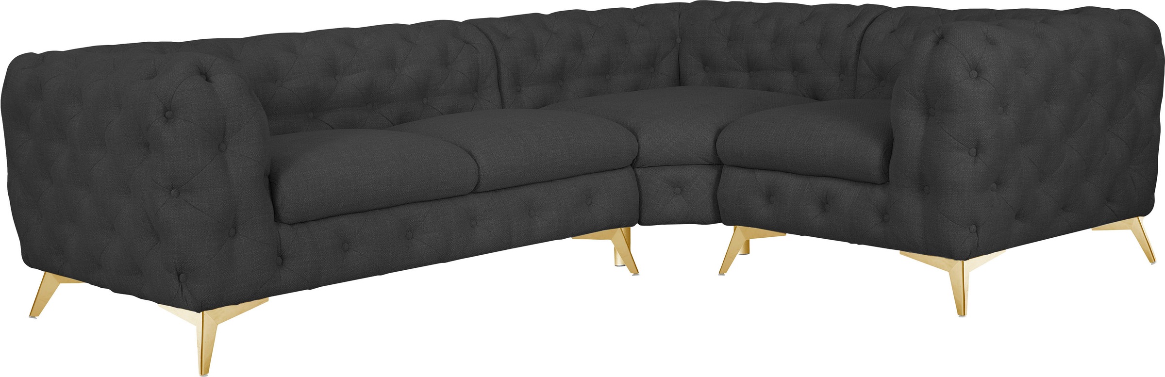 Leonique Chesterfield-Sofa »Ecksofa GLYNIS L-Form mit Wellenunterfederung, Maße B/T/H 264/204/75cm«, aufwändige Knopfheftung, moderne Chesterfield Optik, Fußfarbe wählbar