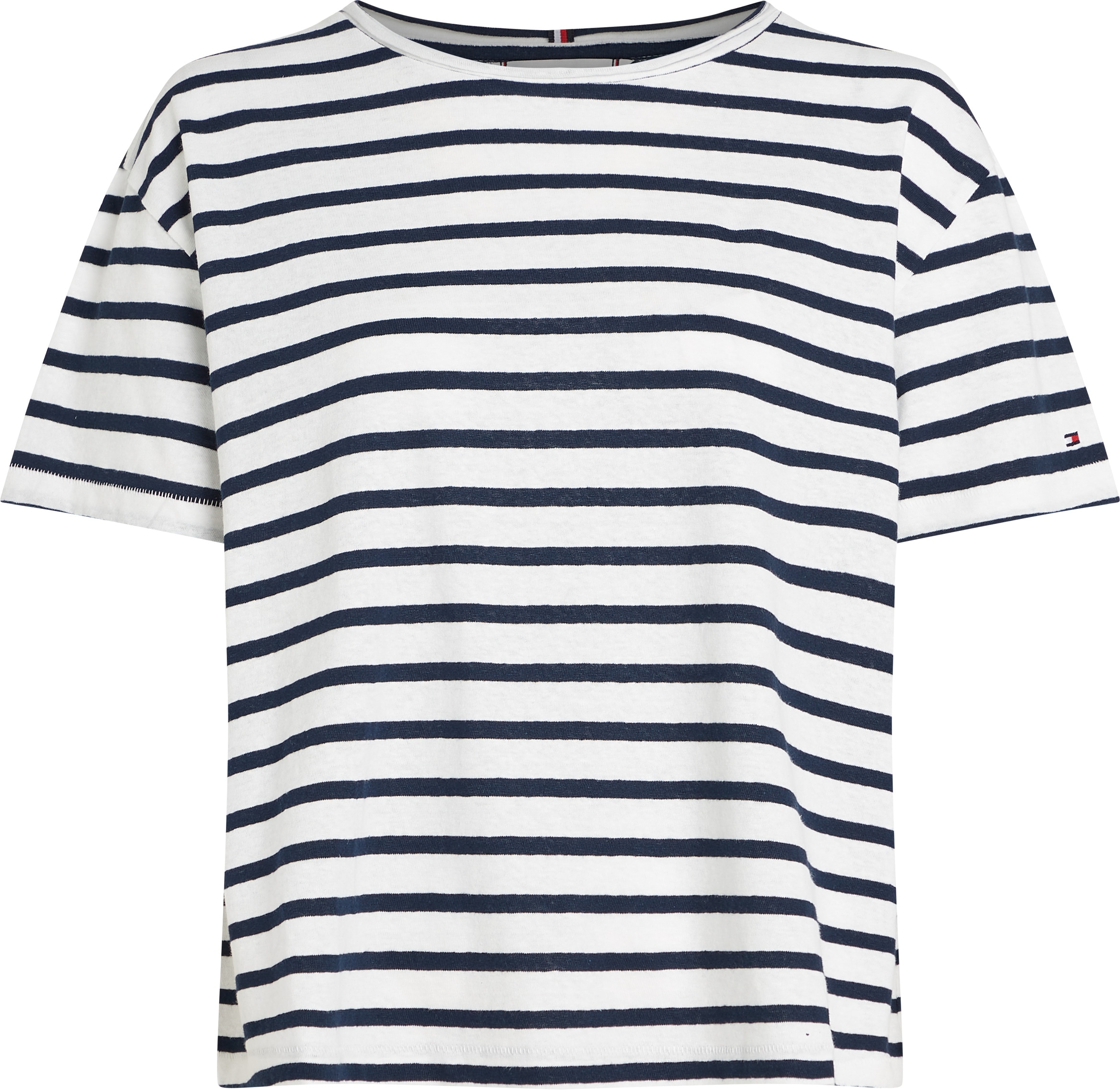 Tommy Hilfiger Kurzarmshirt »MODERN CO LINEN C-NK SS«, mit Streifenmuster,kühlendes Premium Leinen