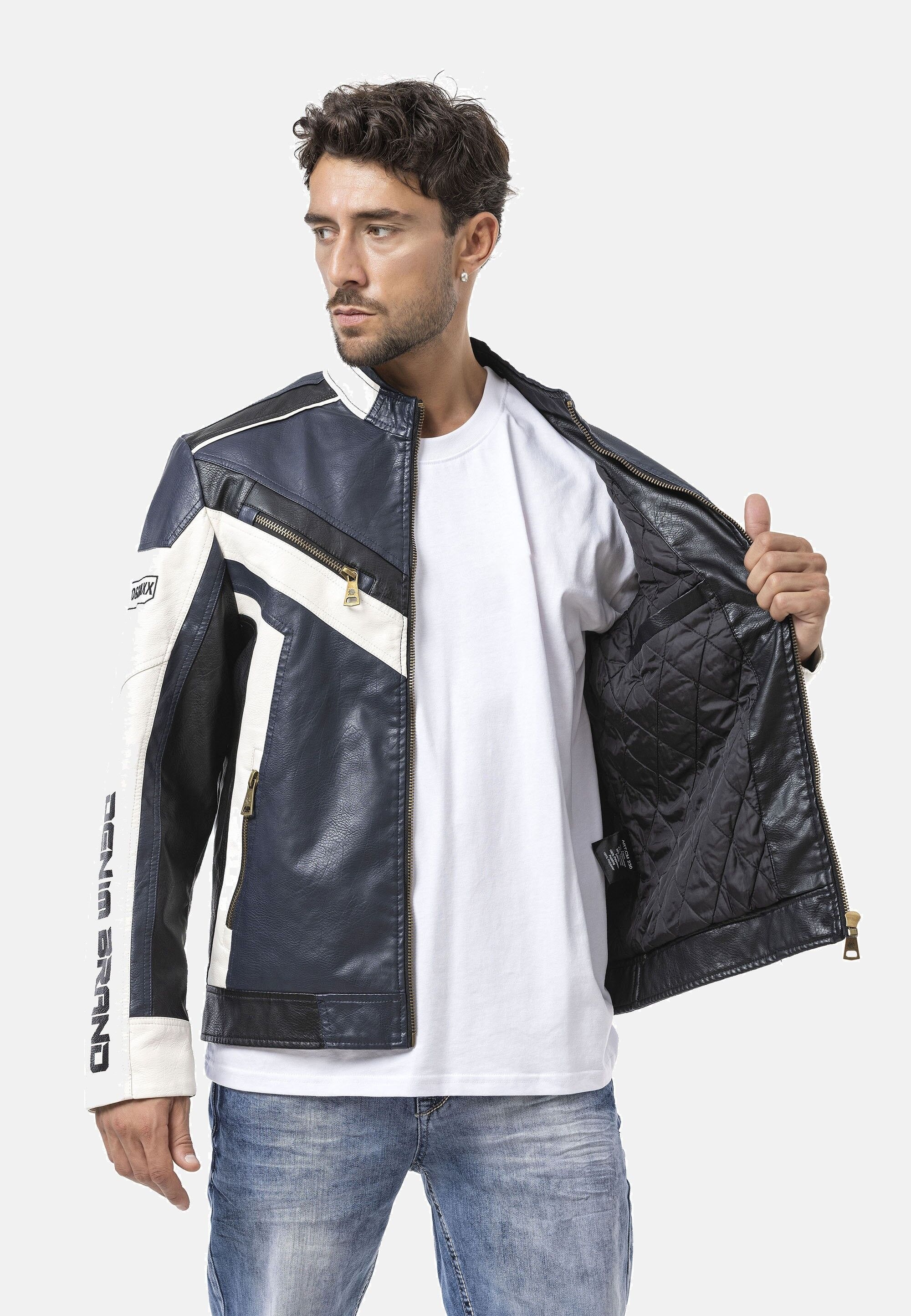 Cipo & Baxx Bikerjacke »CM230« ohne Kapuze Motorrad-Look mit sportlichem Design