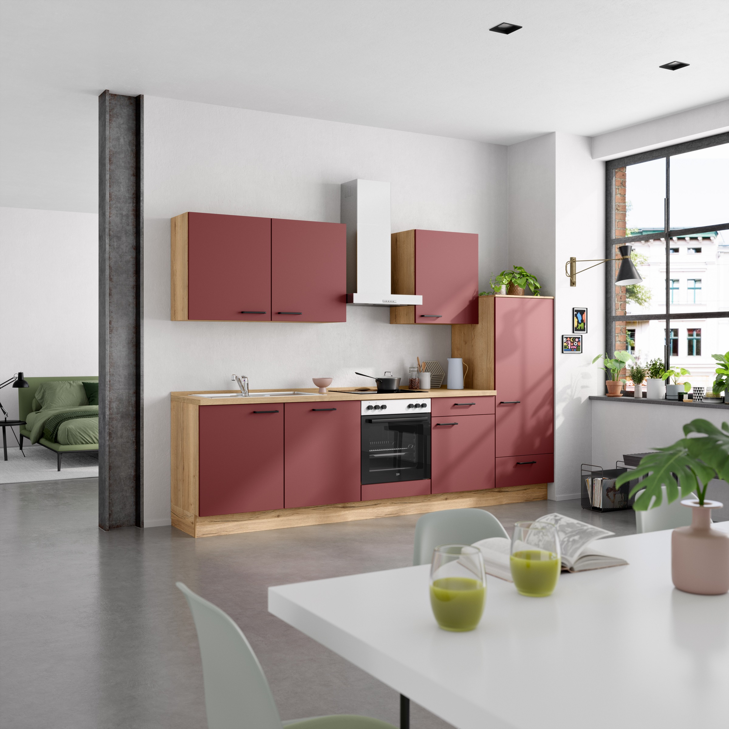 nobilia® Küchenzeile »"Easytouch I", NEU: individuell anpassbar mit gratis Profi-Beratung« vormontiert, Breite 300 cm, Ausrichtung wählbar, wahlw. mit E-Geräten