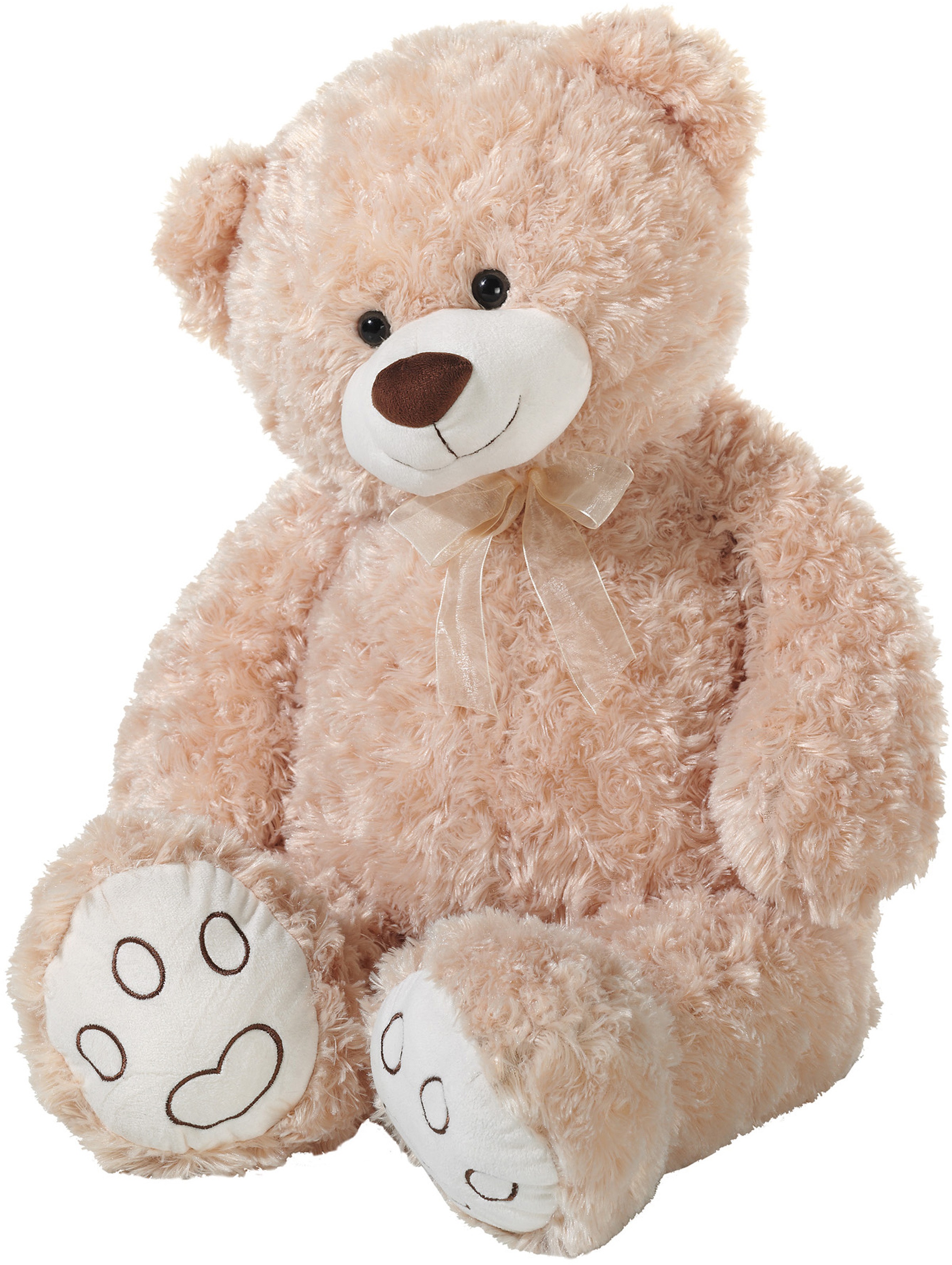 Kuscheltier Schlenkerteddy mit Schleife, beige