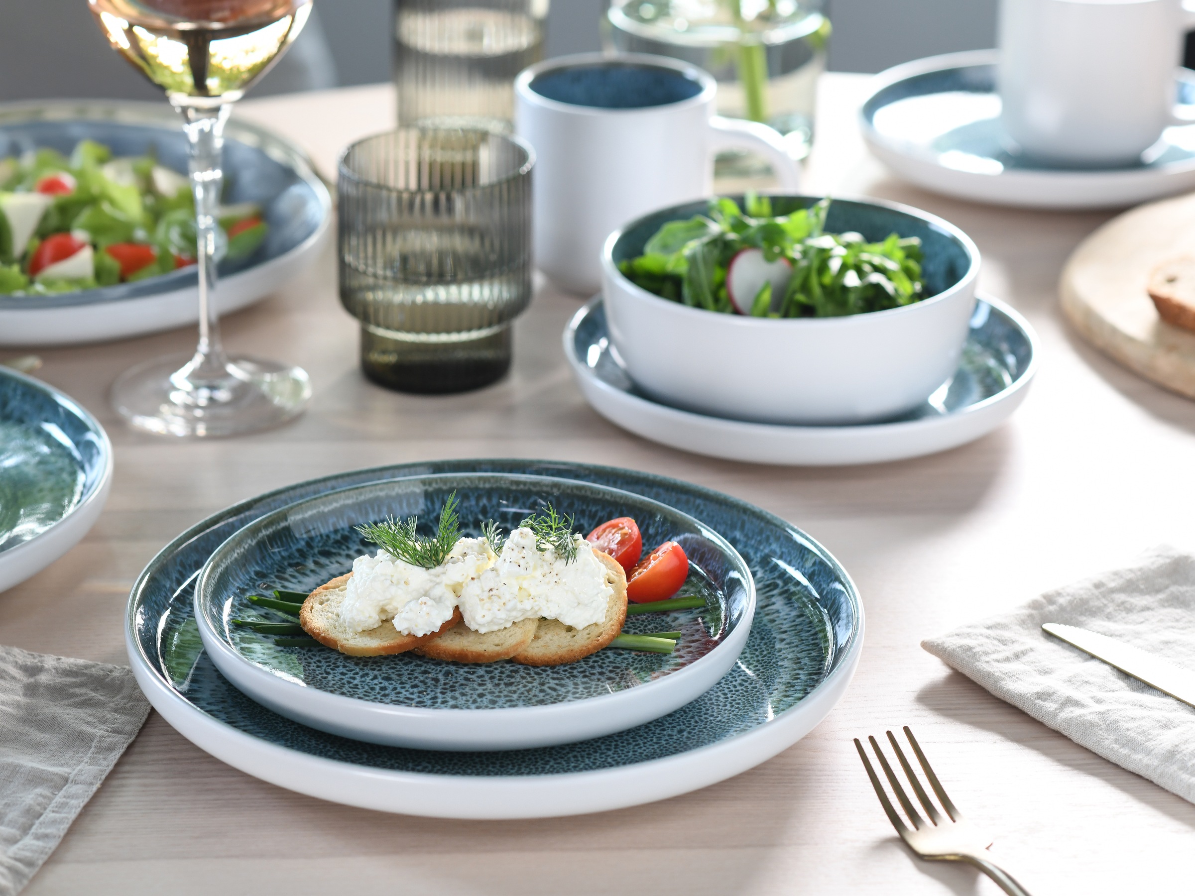 CreaTable Kombiservice »Nordic Fjord, Service 16-tlg.« Reaktive Glasur, Einzigartiger Look