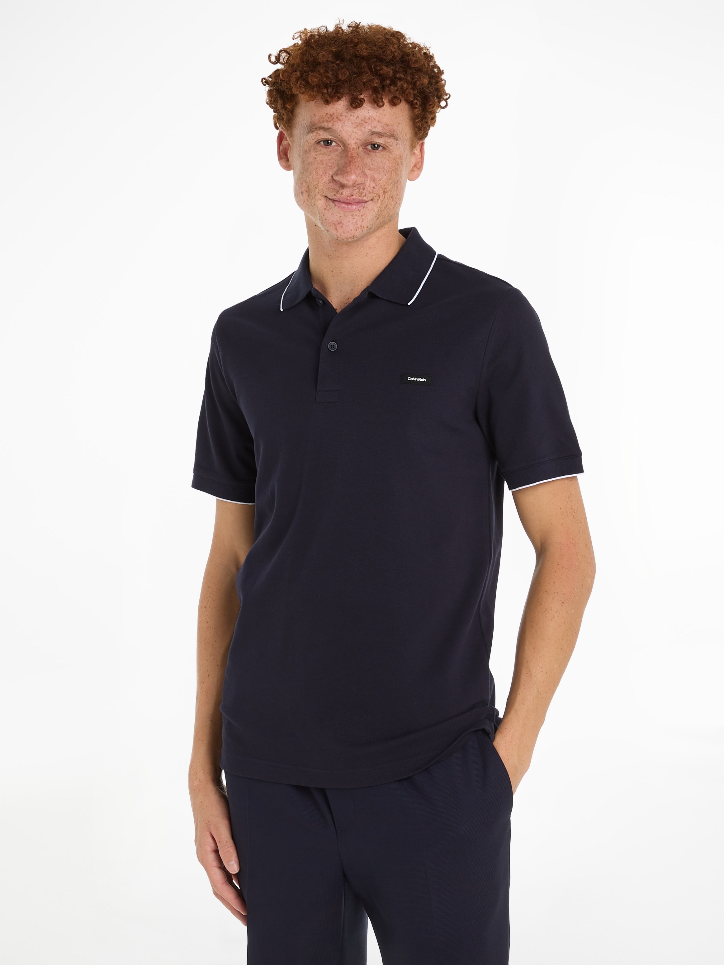 Calvin Klein Poloshirt "STRETCH PIQUE TIPPING POLO", mit Streifendetail am günstig online kaufen