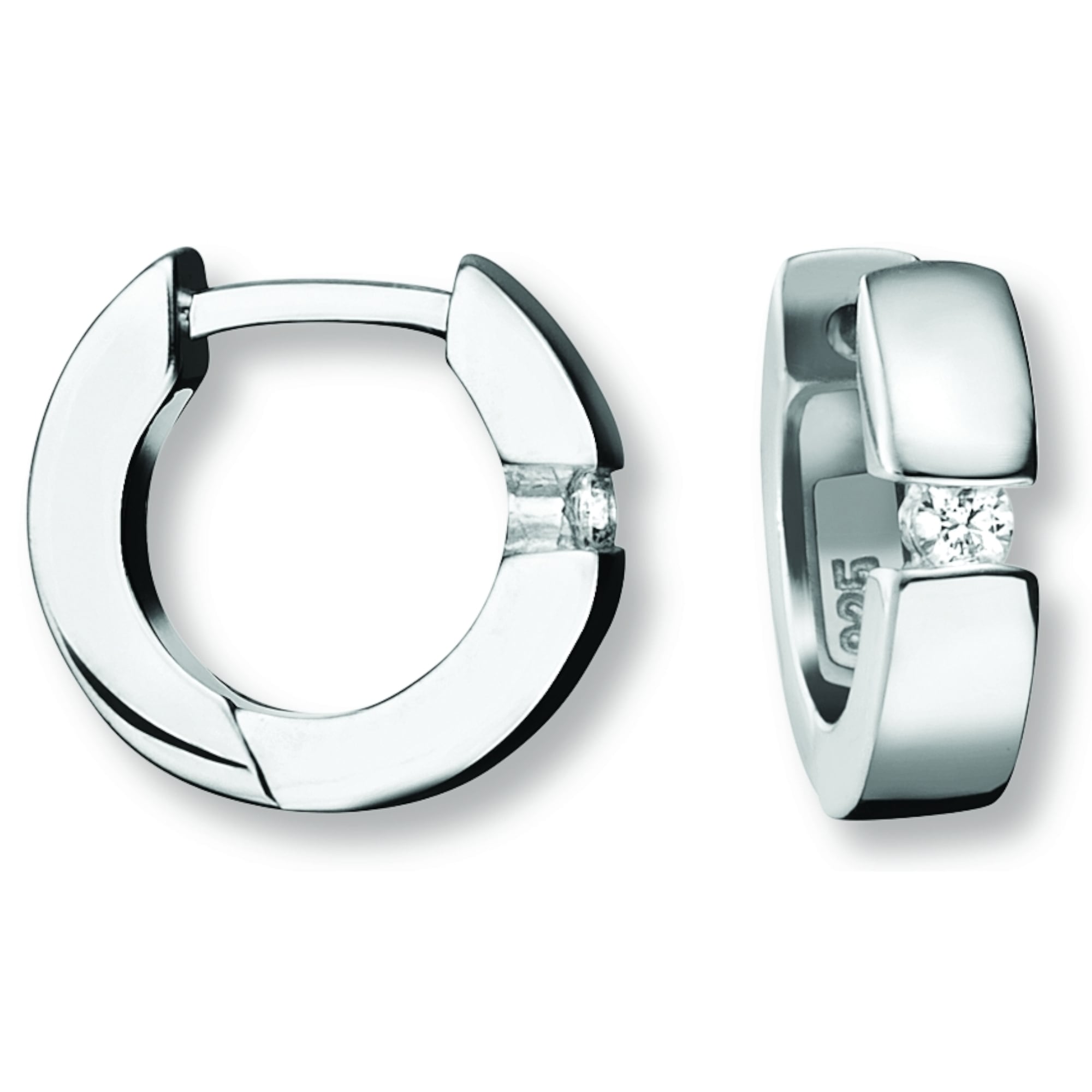 Paar Creolen ONE ELEMENT "Zirkonia Ohrringe Creolen aus 925 Silber", silber, Ohrringe, Damen, Damen,mit Zirkonia, Silber 925 (Sterlingsilber), Symbolische Note – harmonisch gestaltet mit Liebe zum Detail
