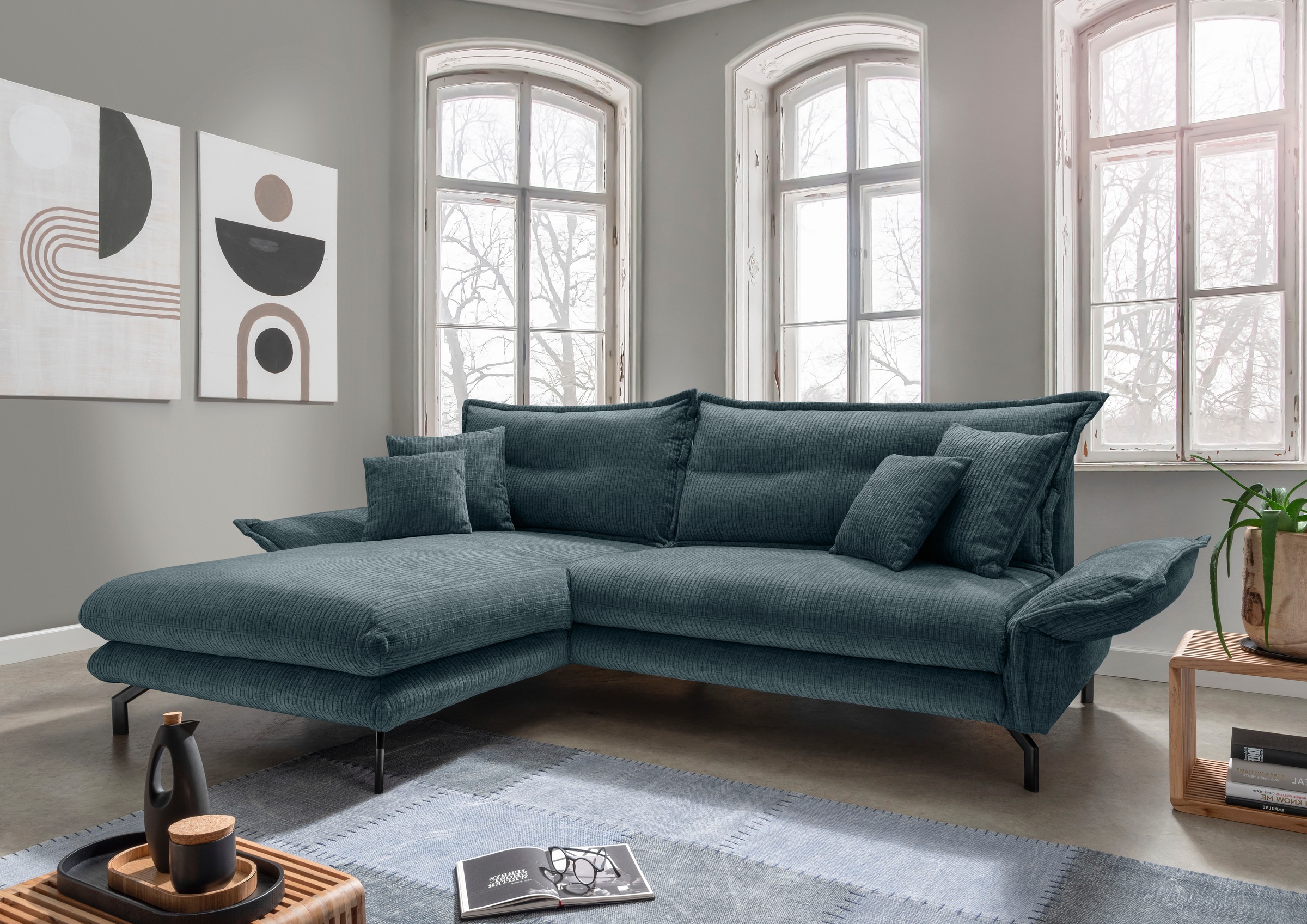 Home affaire Ecksofa "Lava modern & bequem, Breite 255cm, tolle Detailverarbeitung" Armlehnen verstellbar