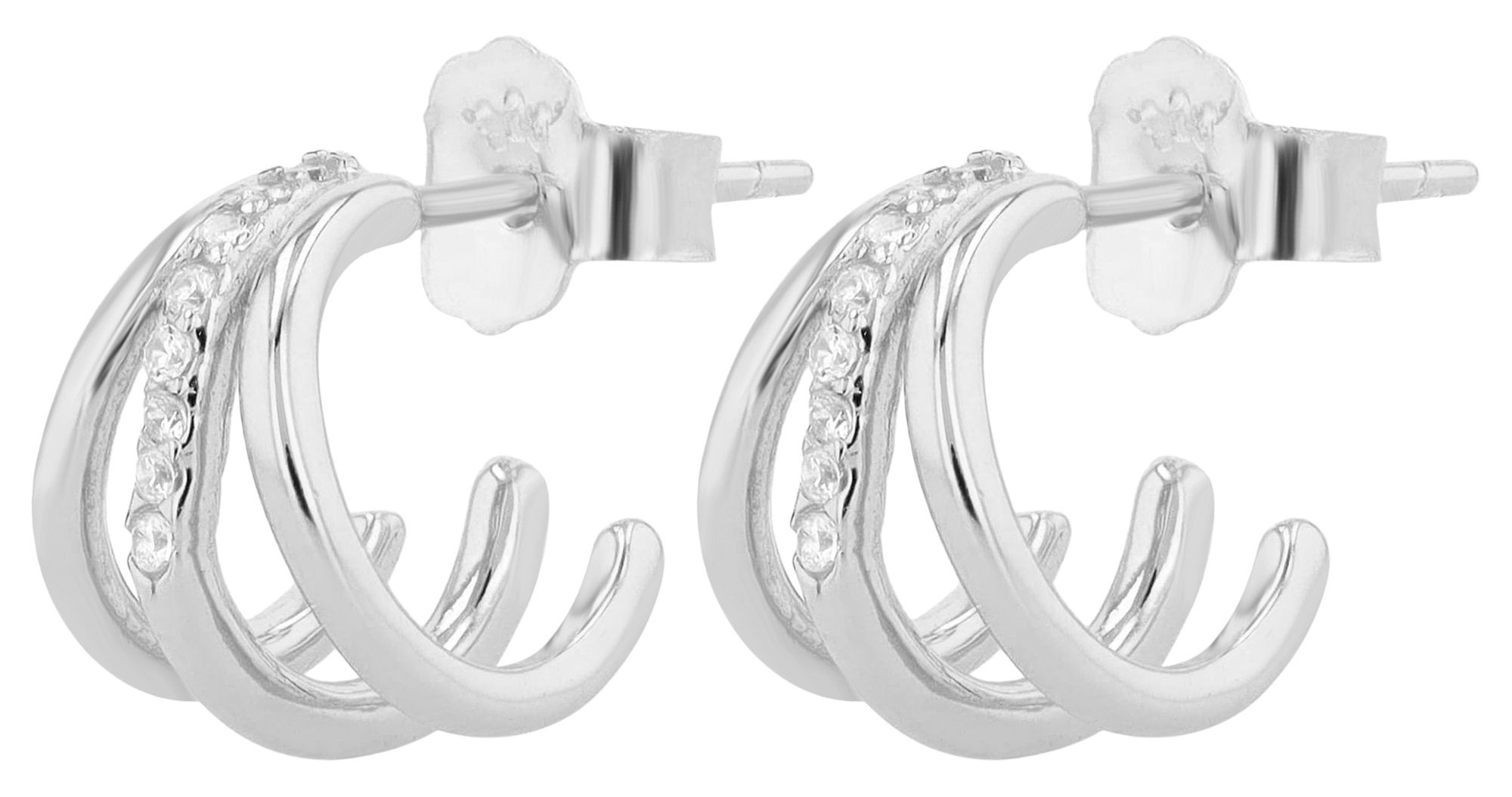 Adelia´s Paar Creolen »Damen Ohrringe – Creole aus 925 Silber mit Zirkonia« Ein Geschenk, das Freude macht