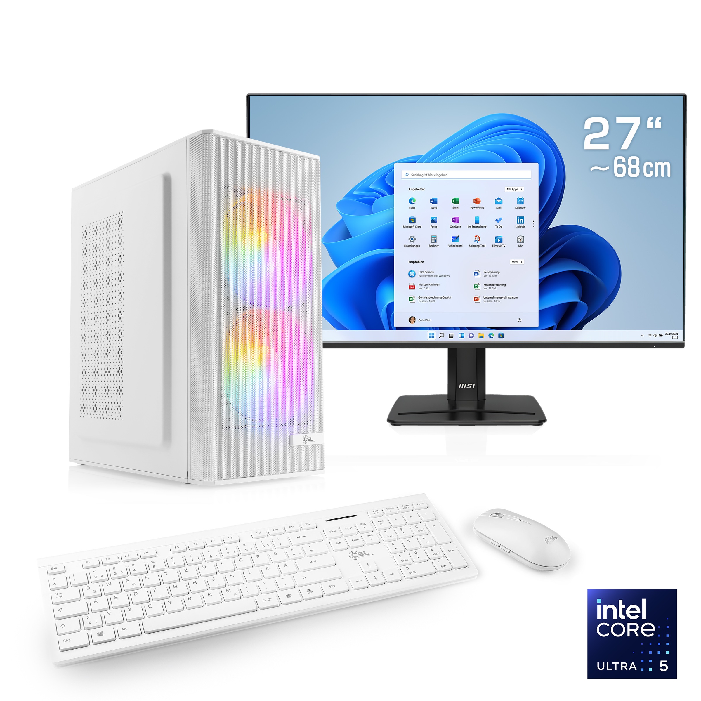 CSL Gaming-PC-Komplettsystem »Spectrum V25256W« 27 ″ Intel® 32 GB RAM 1.000 GB SSD
