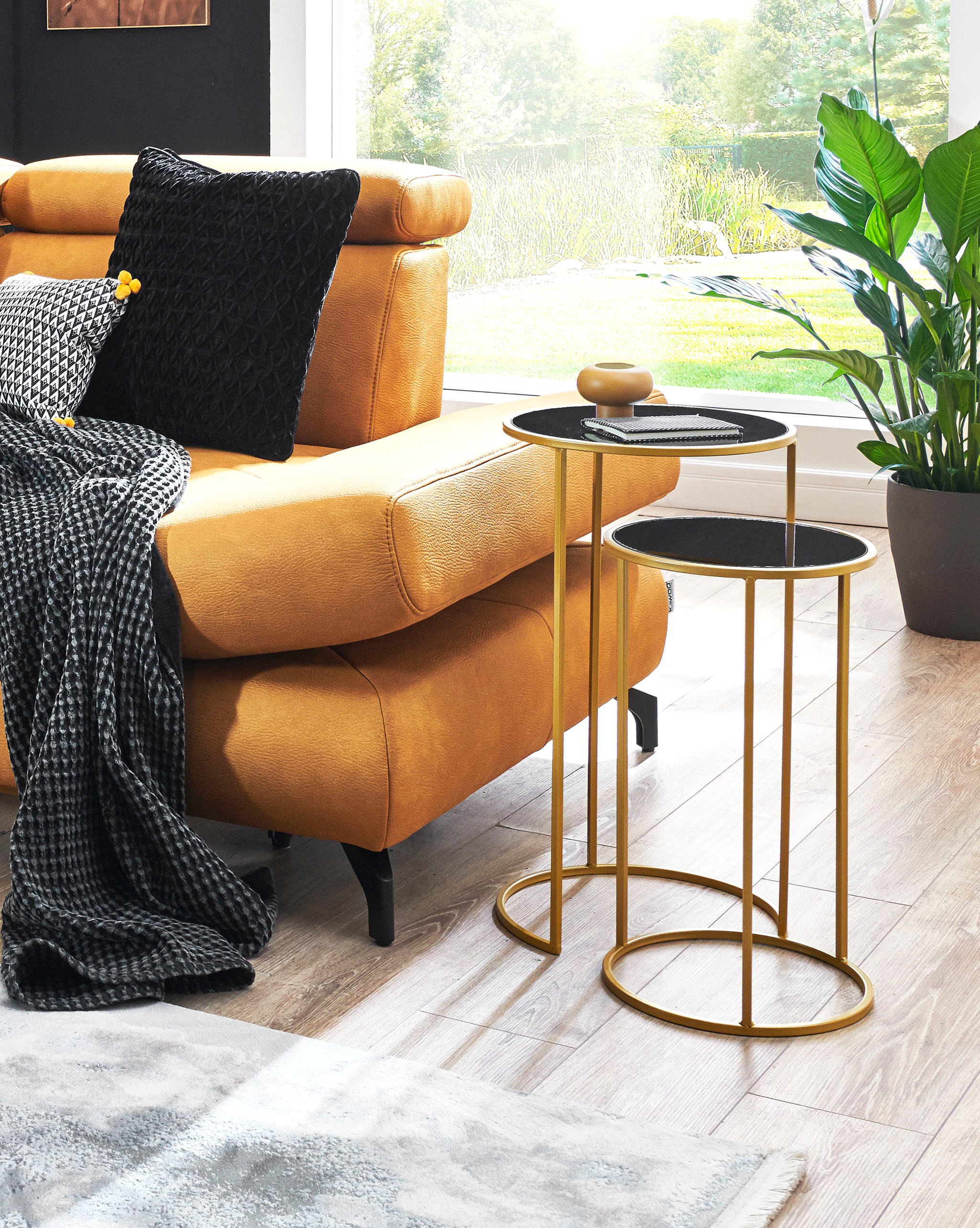 HAKU Beistelltisch »Sofatisch, Wohnzimmertisch« Set, 2er Set, 2 Stk. tlg. rund - aus Metall Gold - Ø/H 30/50 und 35/60 cm