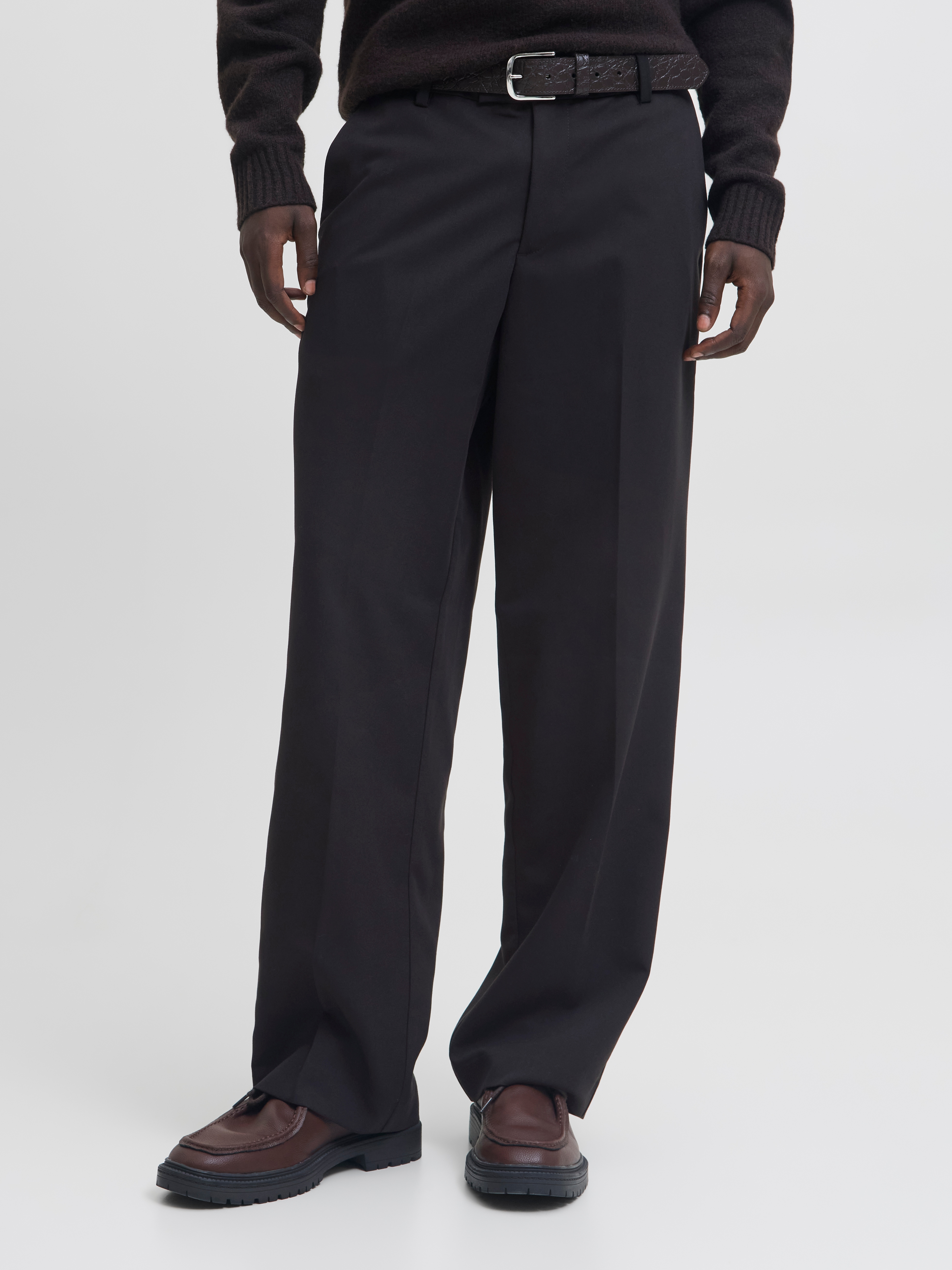 Jack & Jones Anzughose "JPSTBILL TOBY CHINO NOOS" Materialmix, weit geschnitten, niedrige Taille