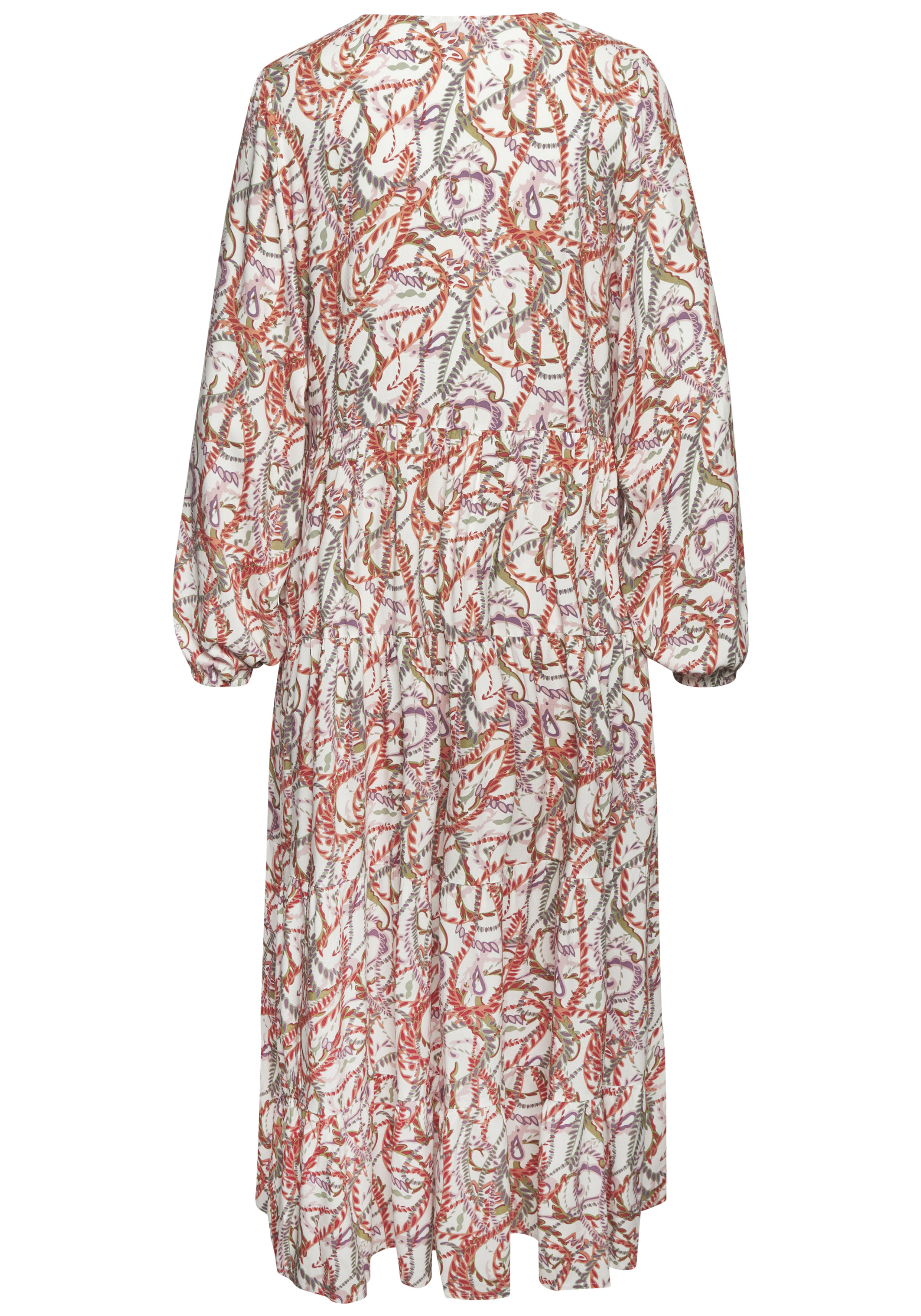 Thumbnail - LASCANA Maxikleid, mit Alloverprint und Volants, langärmlig, Druckkleid, casual-chic