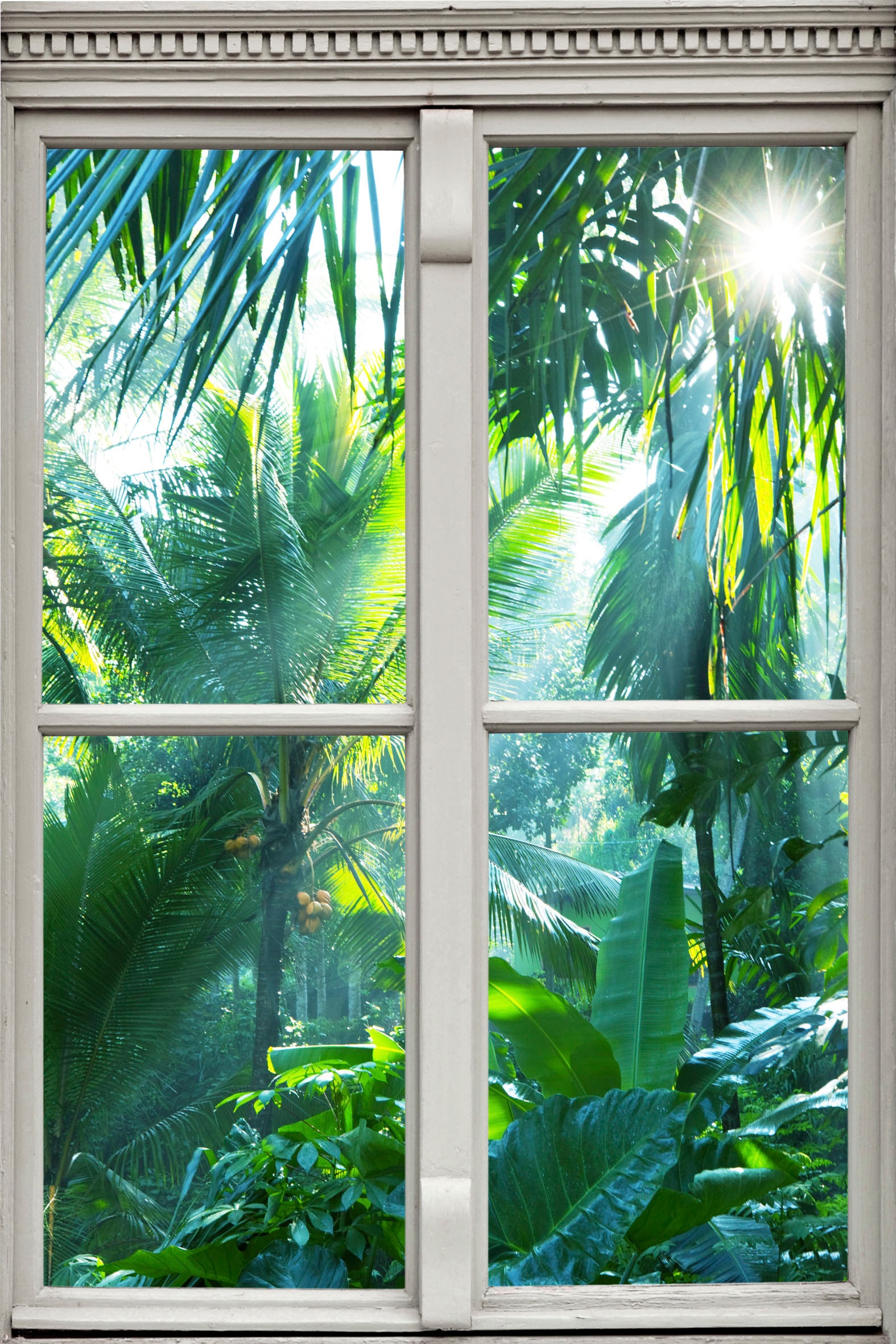 queence Wandsticker "Regenwald", Wandsticker, Wandbild, selbstklebend, 3D, Fenster