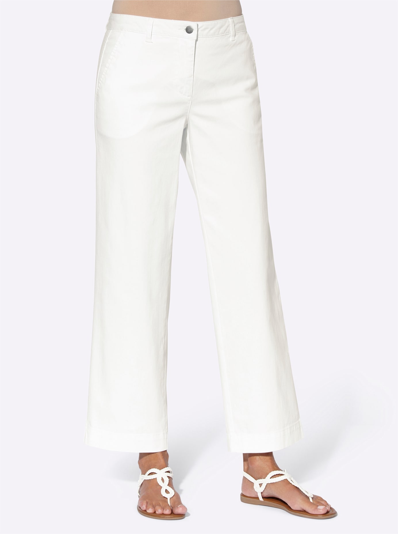 7/8-Jeans INSPIRATIONEN, Damen, Gr. 20, Kurzgrößen, weiß, 96% Baumwolle, 4% Elasthan, unifarben, lang, Jeans