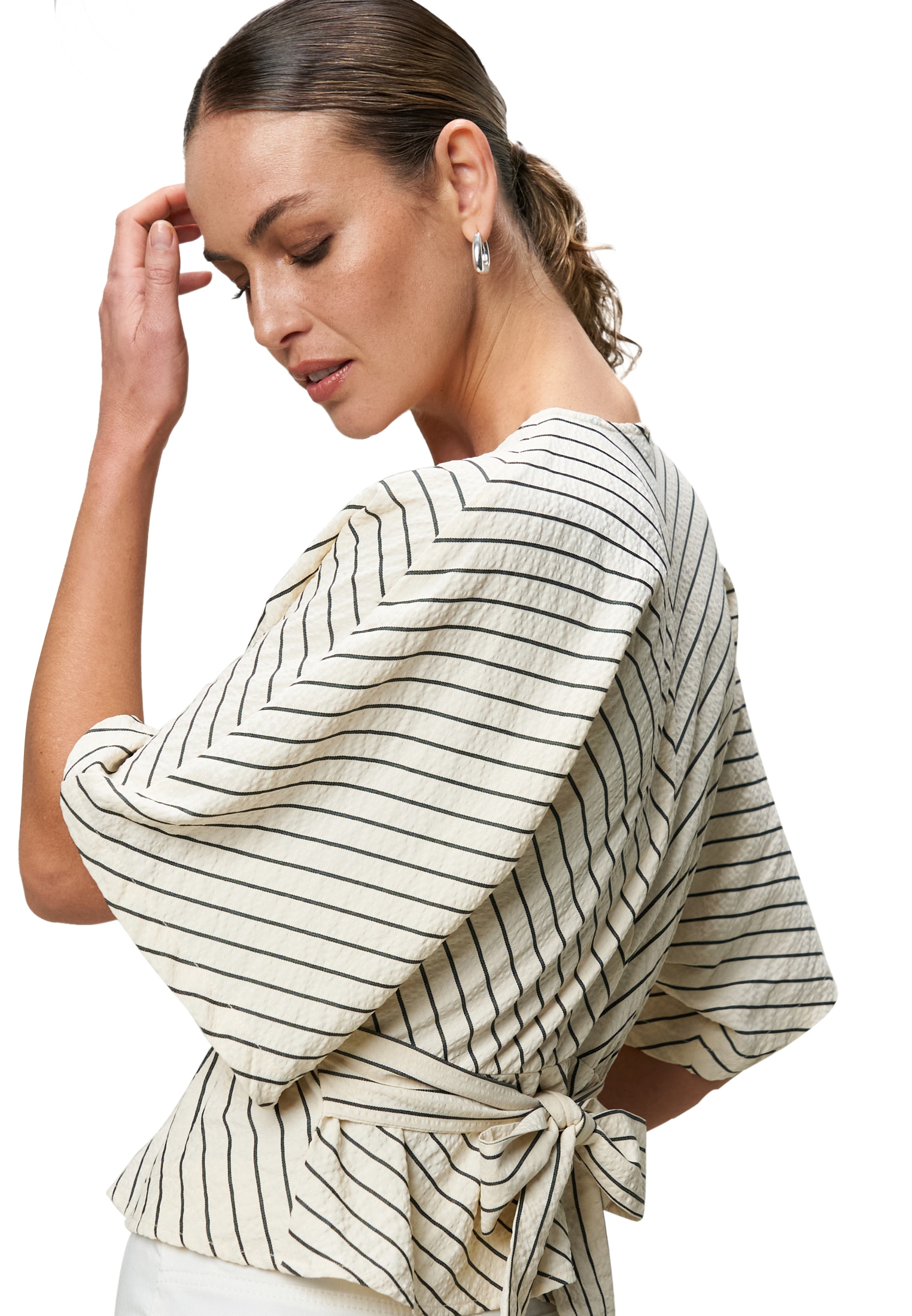 Zero Klassische Bluse »zero Bluse gestreift mit Fledermausärmeln«