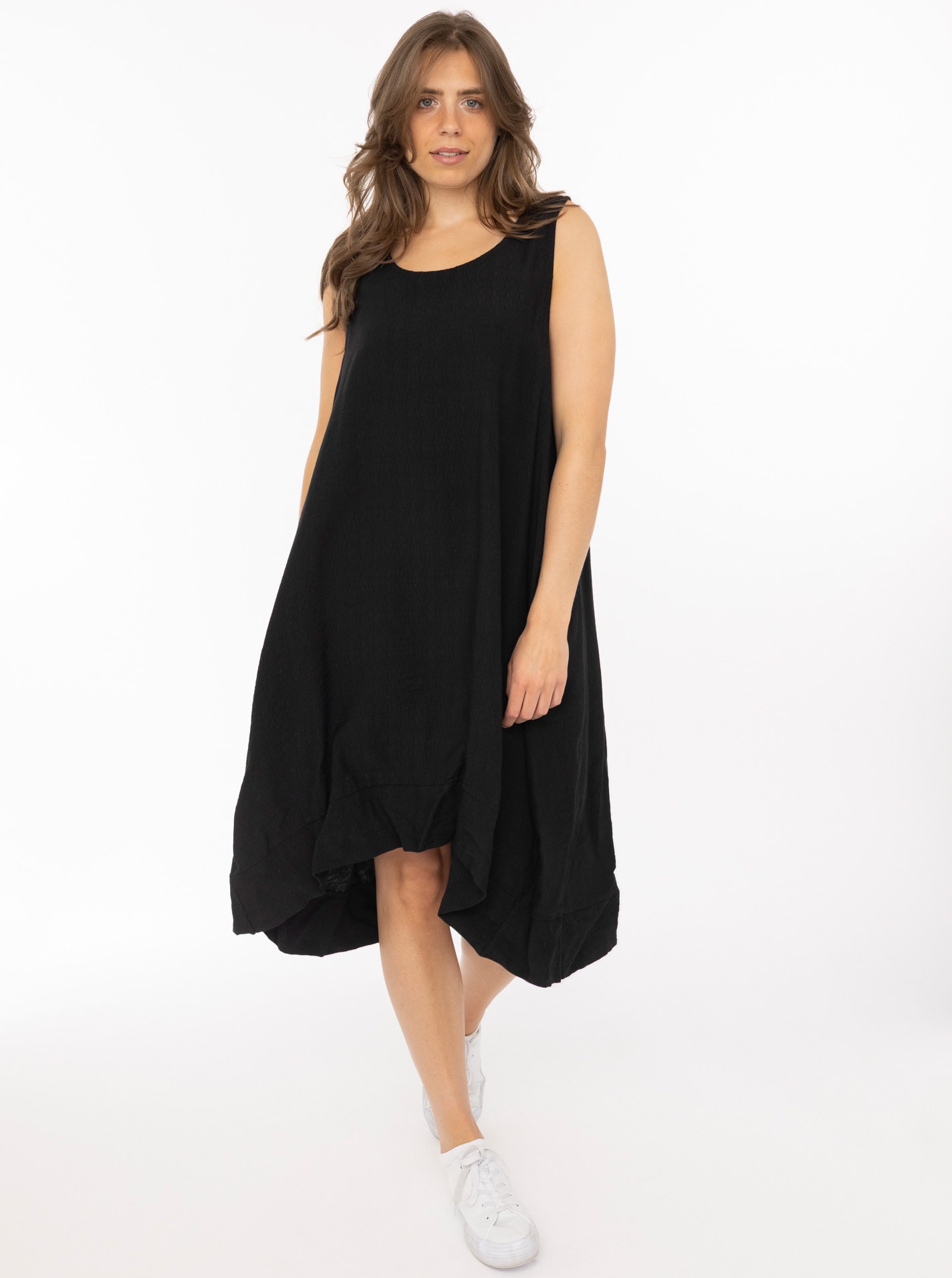 Zwillingsherz Sweatkleid ""Uni & Summer"" breite Träger, hinten leicht länger, figurumspielend, aus Viskose