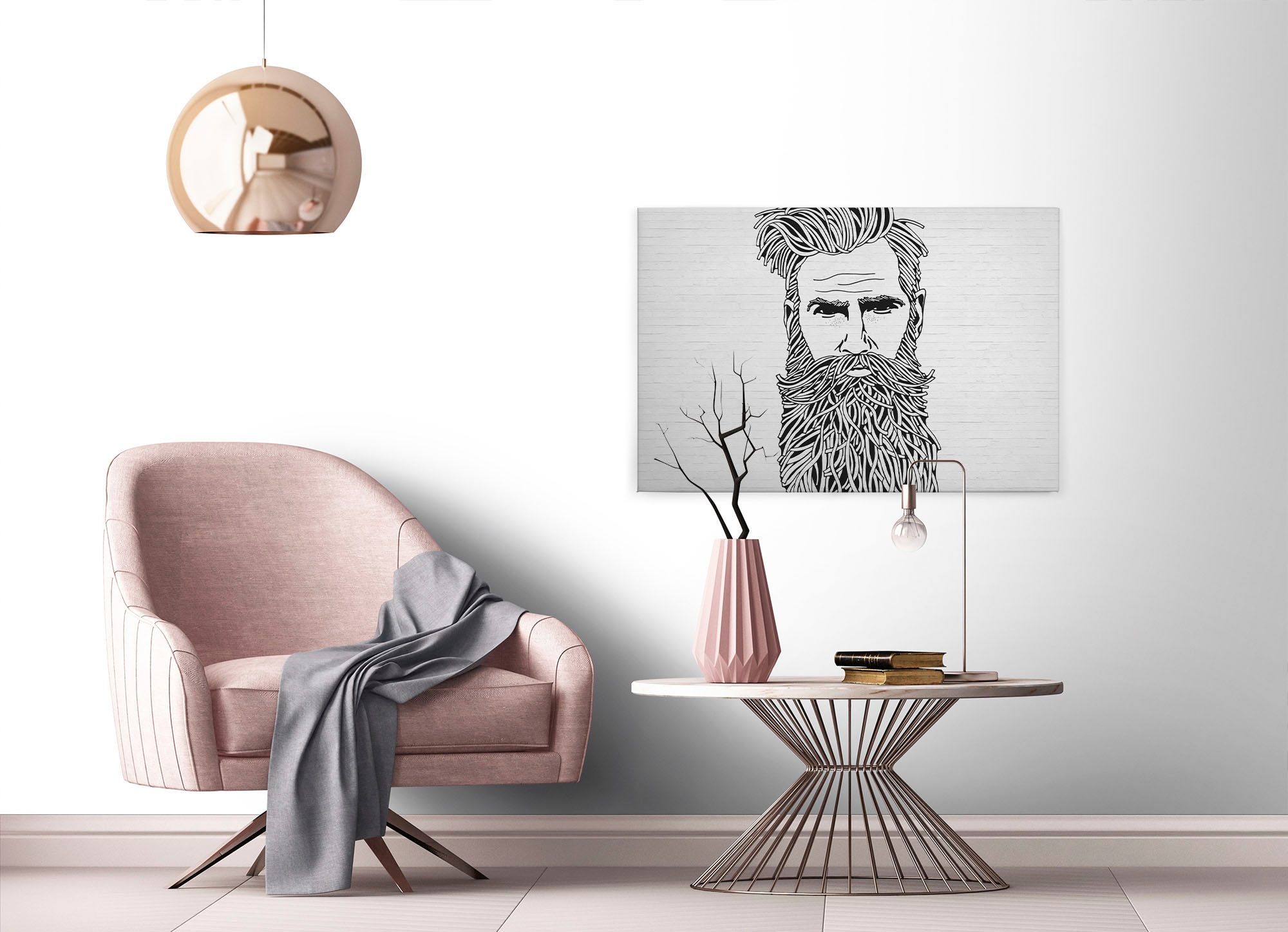 A.S. Création Leinwandbild »iconic«, Kunst-Modern-Kinder, (1 St.), Schwarz-Weiß Zeichnung Rockabilly Keilrahmen Leinwand-Bild Wohnzimmer