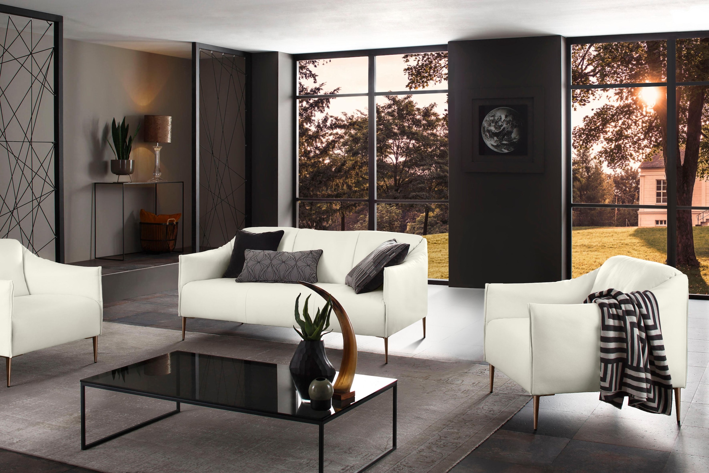 W.SCHILLIG 2,5-Sitzer »sally« mit Metallfüßen in Bronze pulverbeschichtet, Breite 174 cm