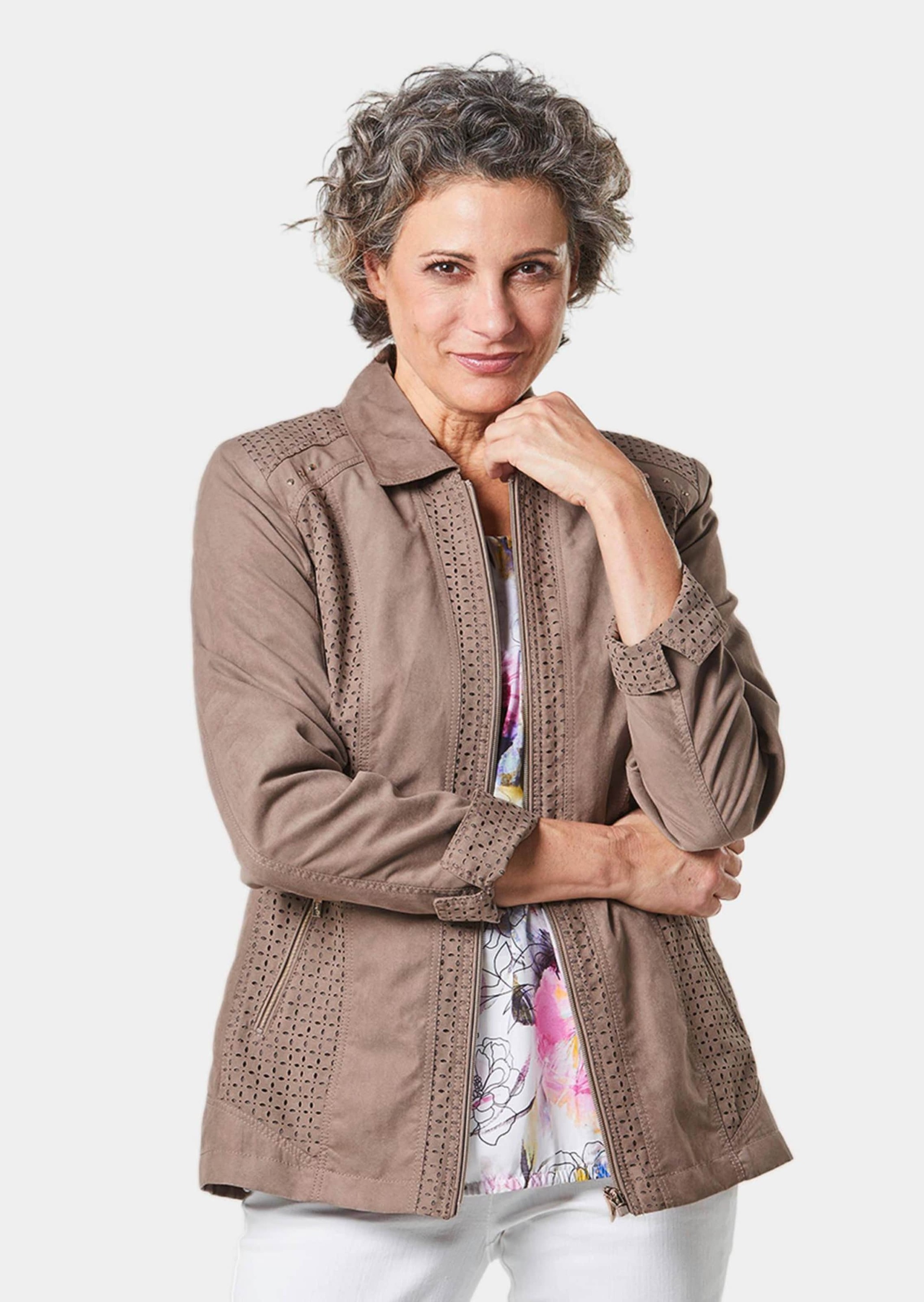 GOLDNER Jackenblazer "Velourslederimitat-Blazer mit Perforierung" günstig online kaufen