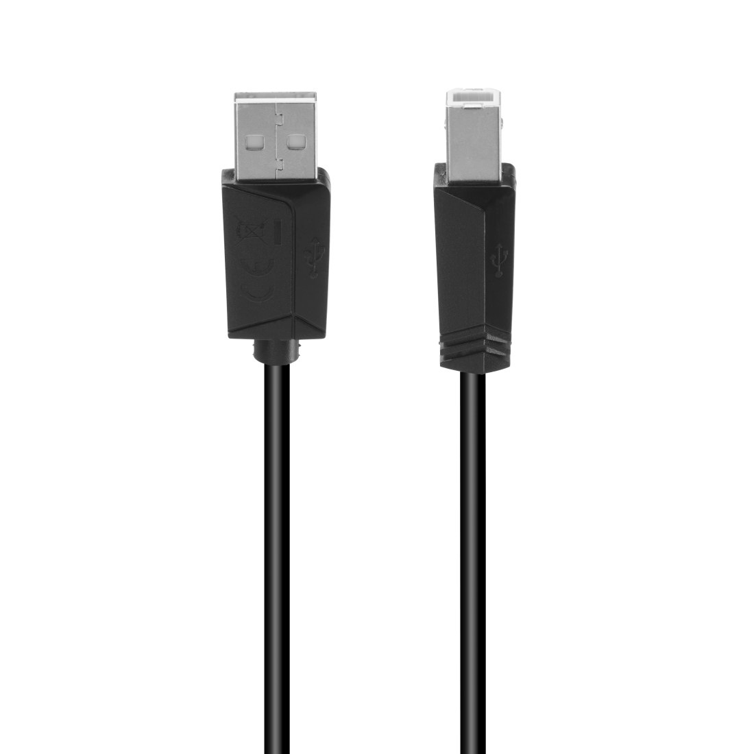 Hama USB-Kabel »USB-Kabel für PC und Notebook, USB-B auf USB-A, 1,50 - 5 m, Schwarz«, USB Typ A-USB Typ B, 300 cm, 480 Mbit/s, Knickschutz, schnelle und störungsfreie Übertragung