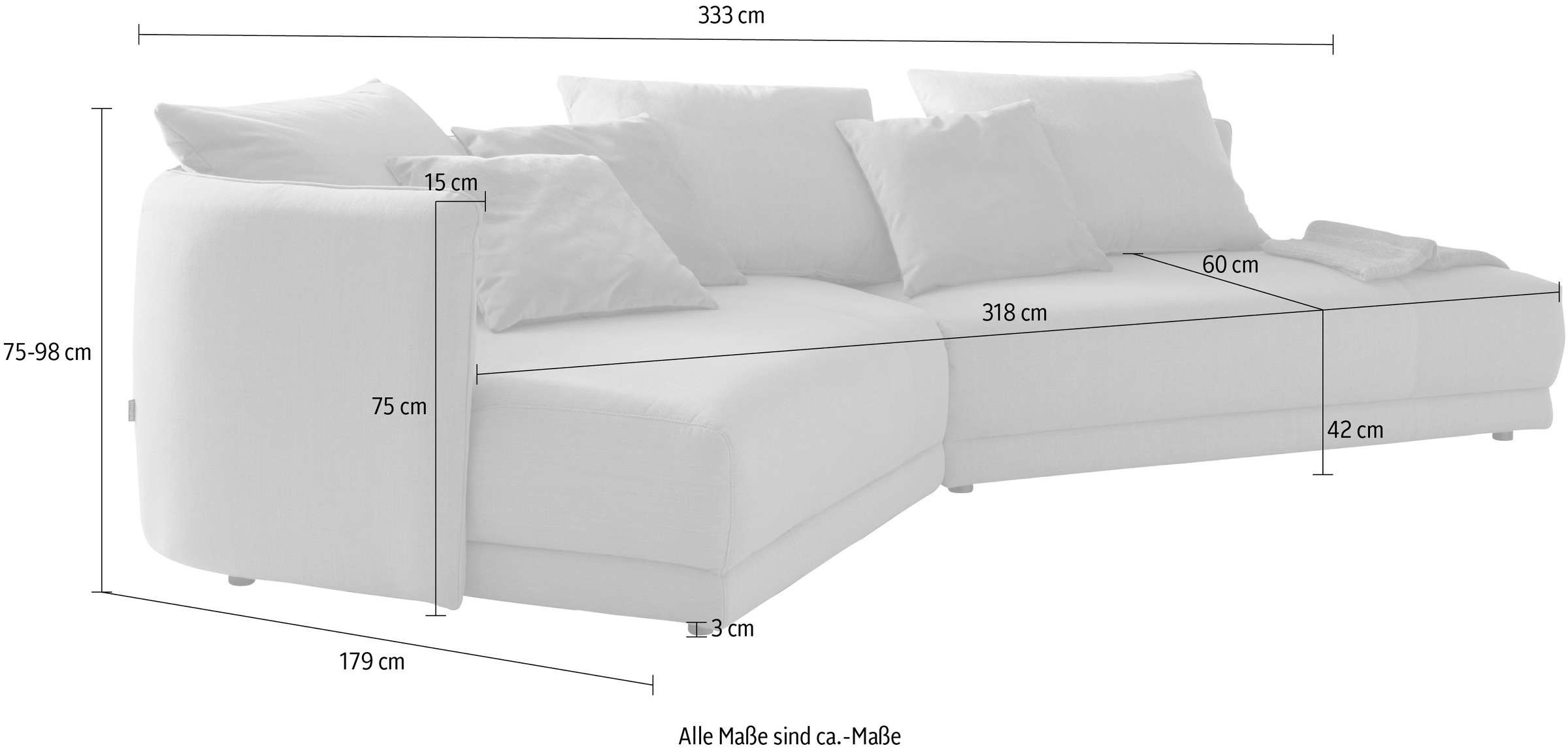 designwerk Ecksofa »New York, extravagantes Designsofa mit tollem Sitzkomfort, L-Form«, mit moderner Rundung im Korpus