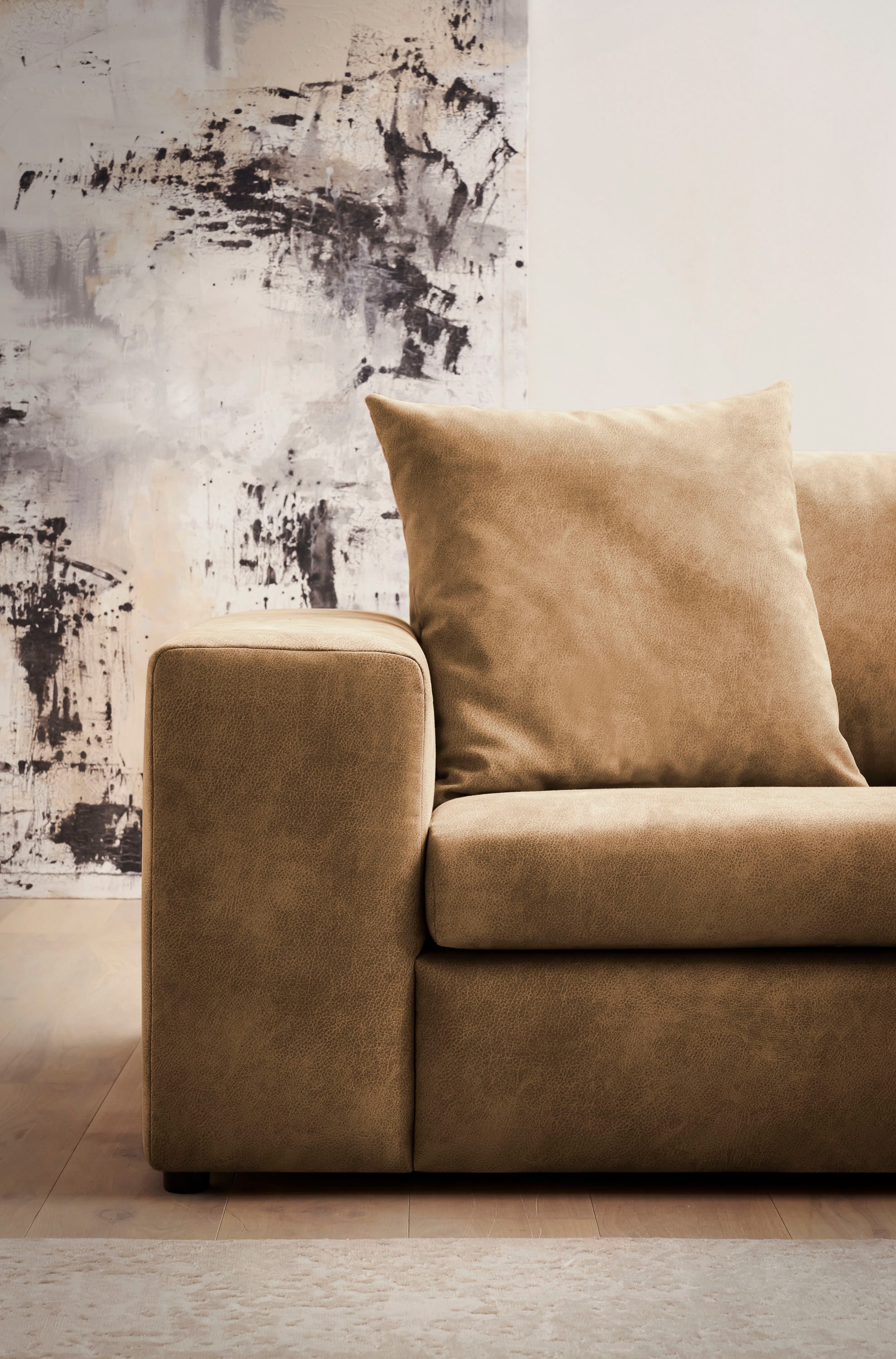 andas Ecksofa »SLEETLAND XXL in Samtvelours oder Vintage-Leder-Optik, L-Form,«, besonders groß und bequem