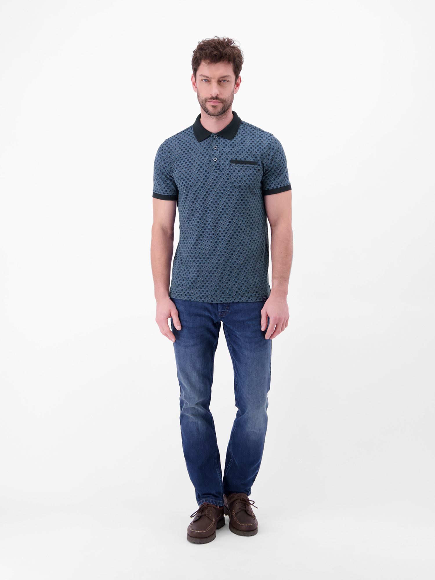 LERROS Poloshirt »Poloshirt in 2-Tone-Optik und All-over-Print«