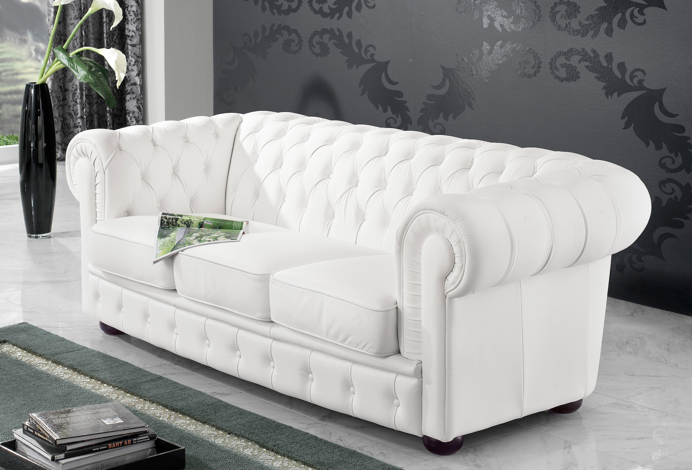 Max Winzer Chesterfield-Sofa "Windsor klassisch, modern und Retro Sofa, hoher Sitzkomfort,", mit edler Knopfheftung, 2-S