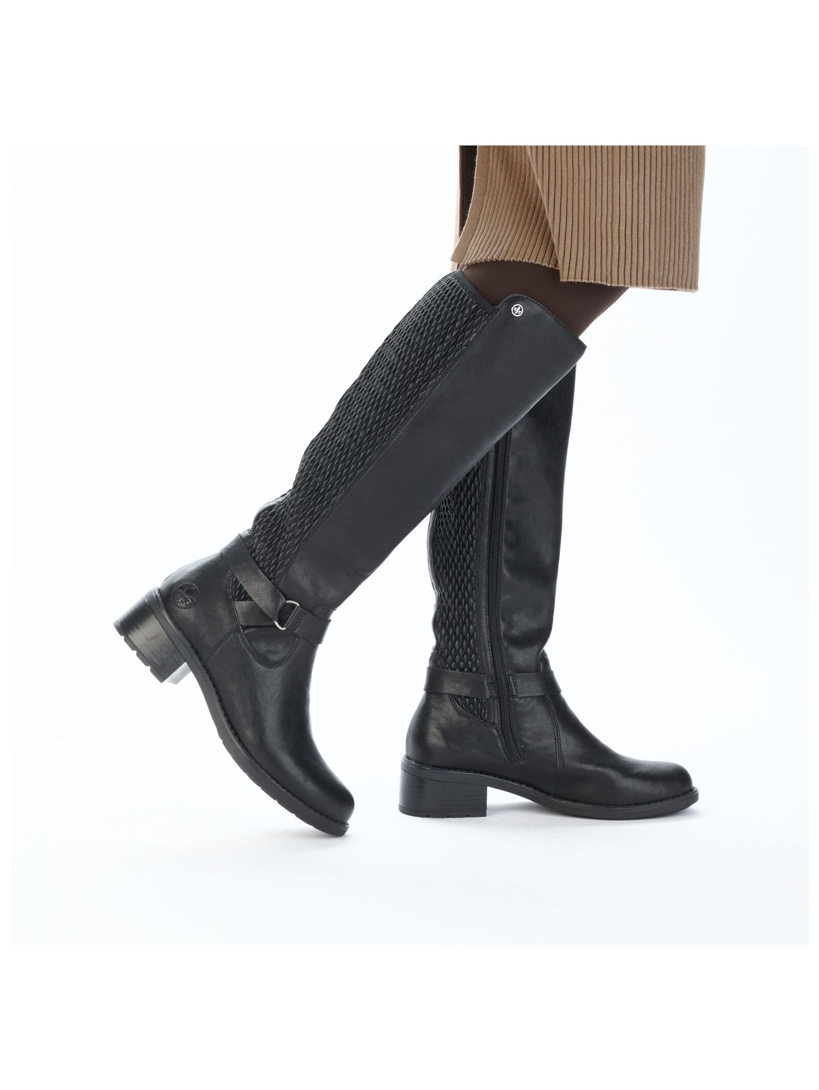 Stiefel RIEKER, Damen, Gr. 38, Normalschaft, schwarz, Elastischer Einsatz, Lederimitat, unifarben, Schuhe Stiefel, Langschaftstiefel, Stretchstiefel mit herausnehmbarer Innensohle 2